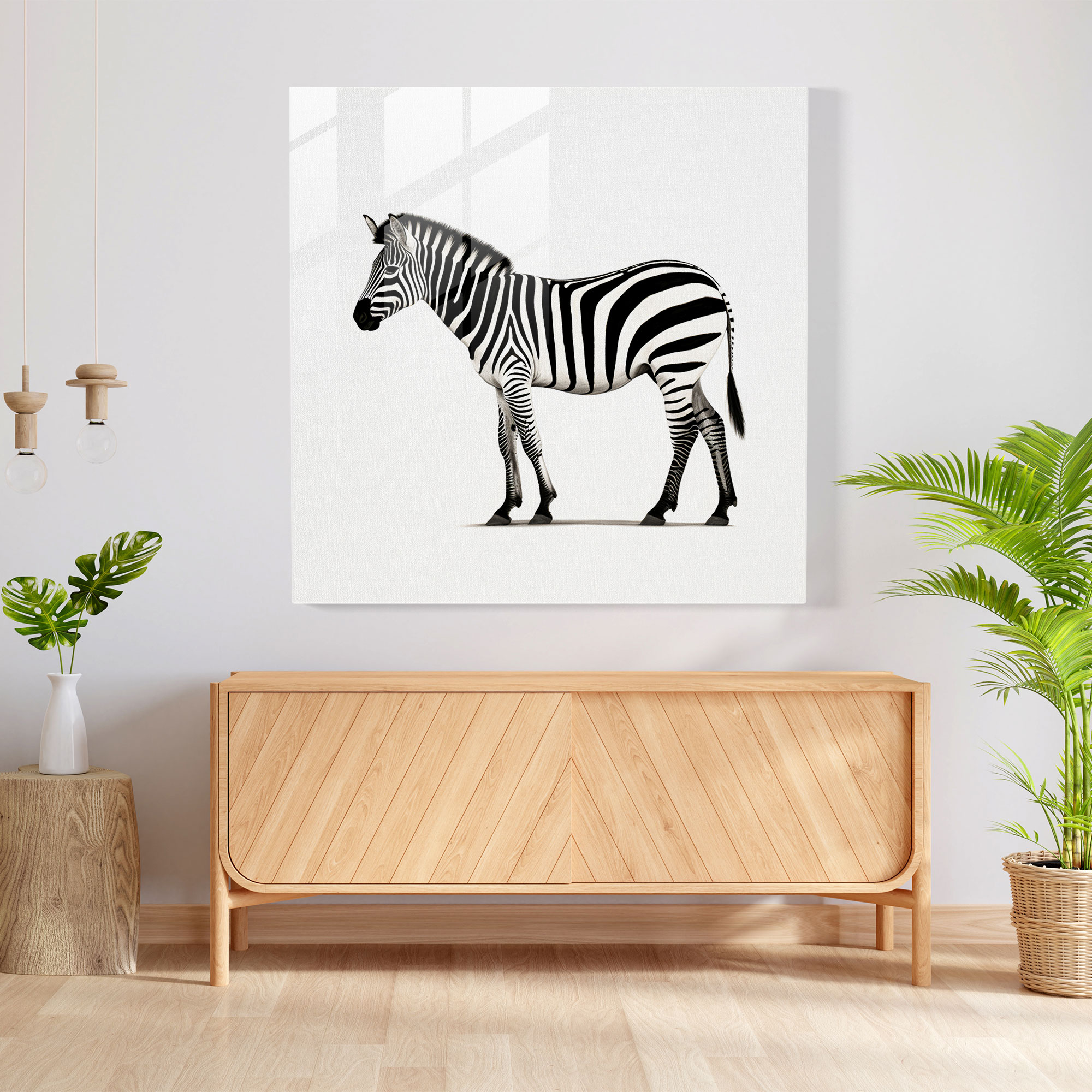Minimalist Zebra Glass Print - Zebra, Silhouette, Home Decoration, Minimalist Art