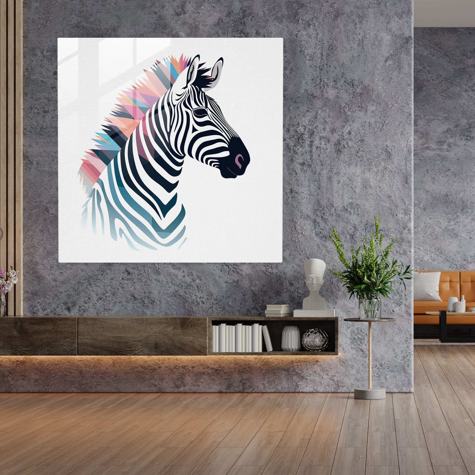 Geometric Zebra Glass Print - Zebra, Zebra, Modern Art, Stylish