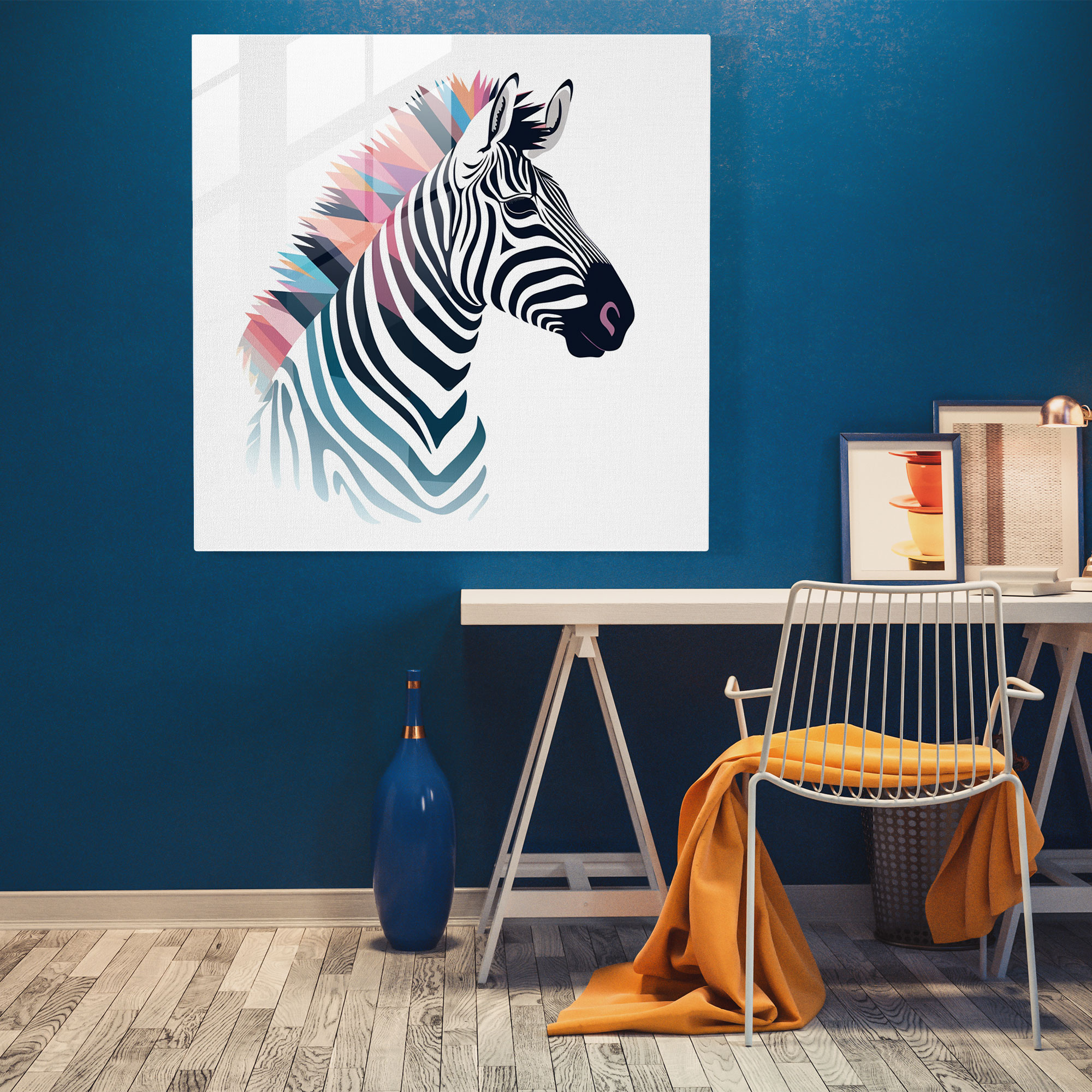 Geometric Zebra Glass Print - Zebra, Zebra, Modern Art, Stylish
