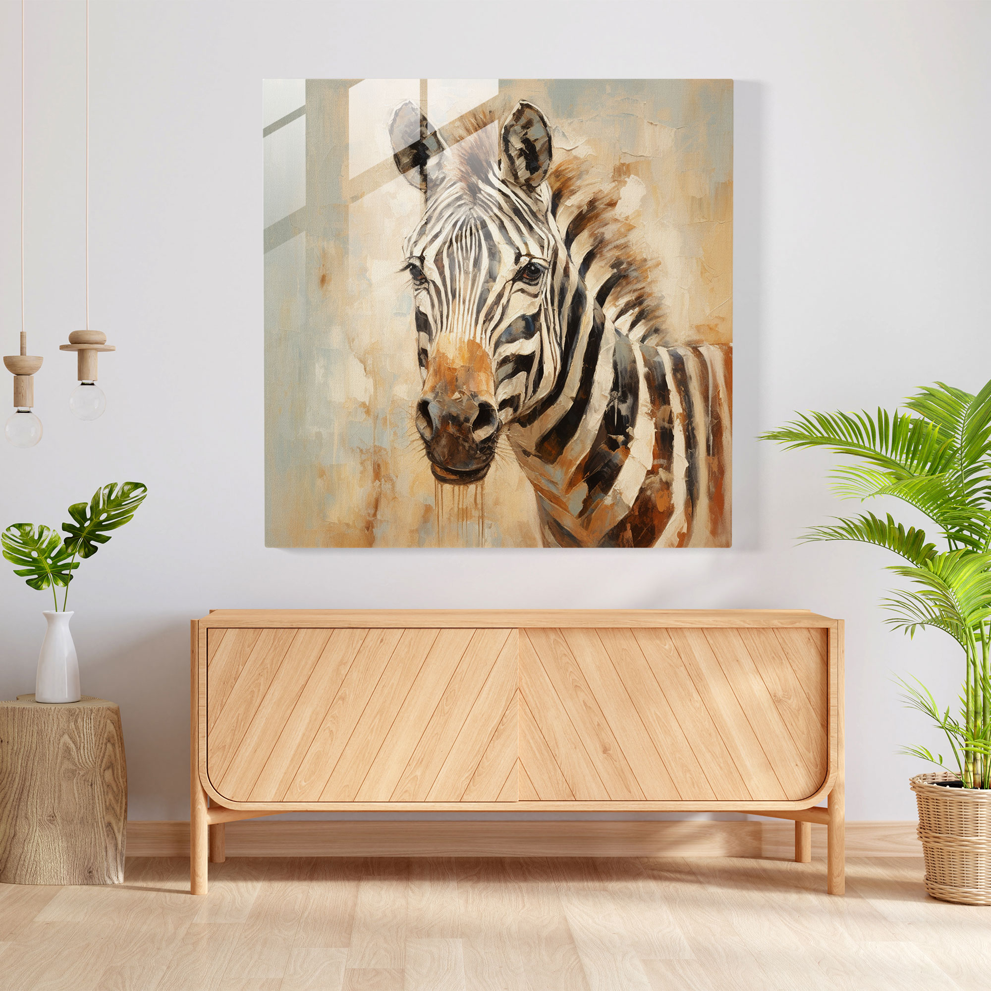Impressionist Zebra Glass Print - Zebra, Glass Print, Painting, Modern Art