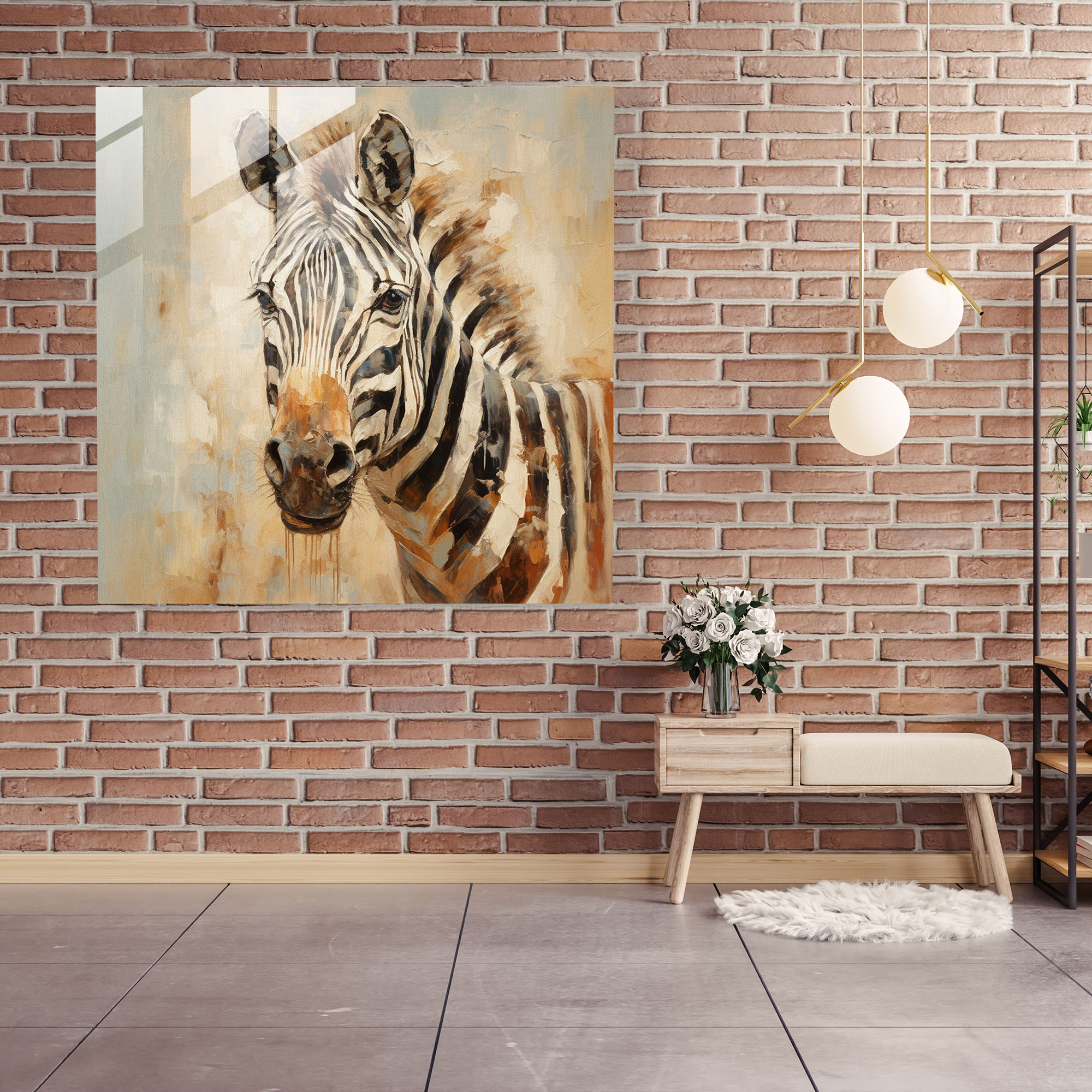 Impressionist Zebra Glass Print - Zebra, Glass Print, Painting, Modern Art