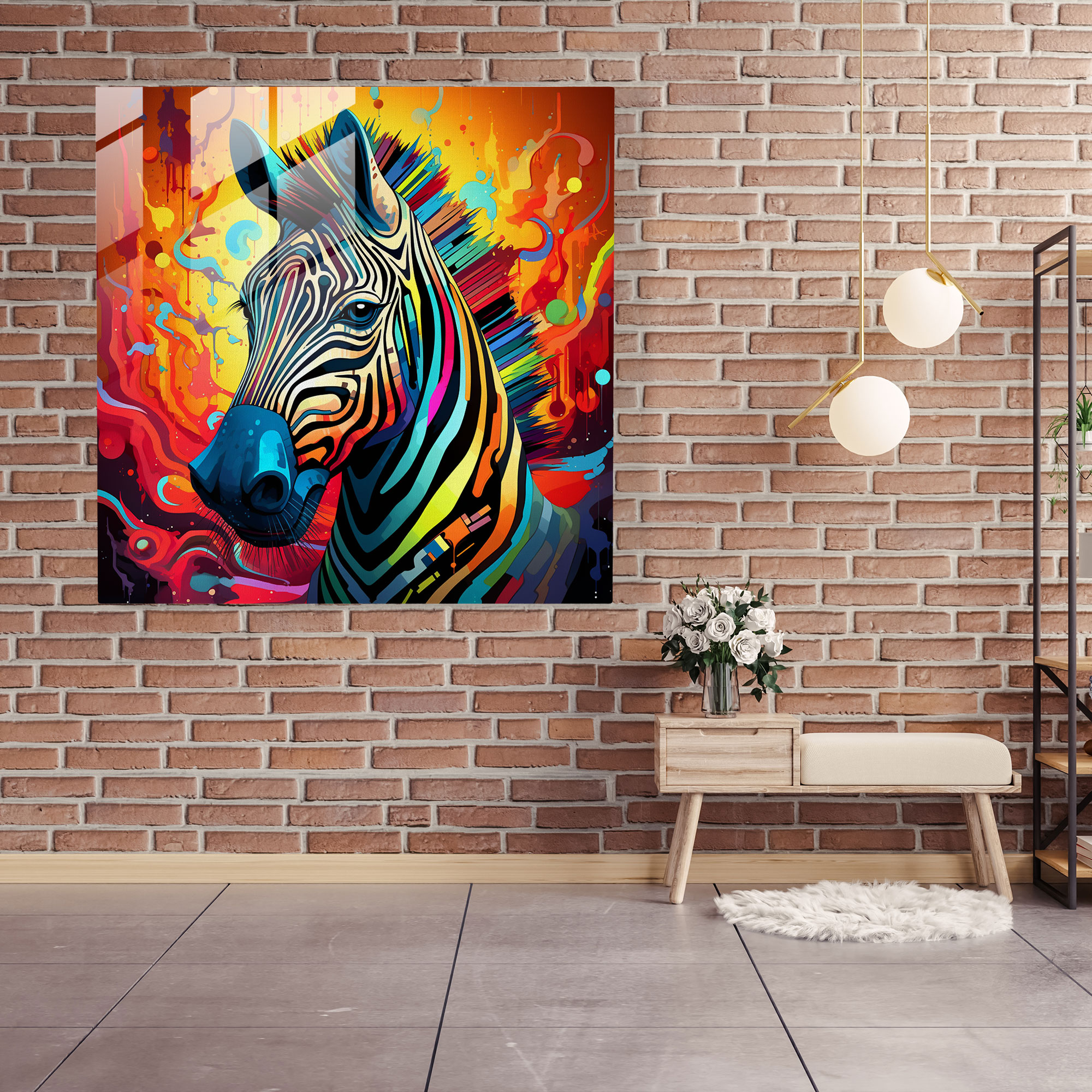 Geometric Zebra Glass Print - Zebra, Glass Print, Modernity, Geometric Patterns