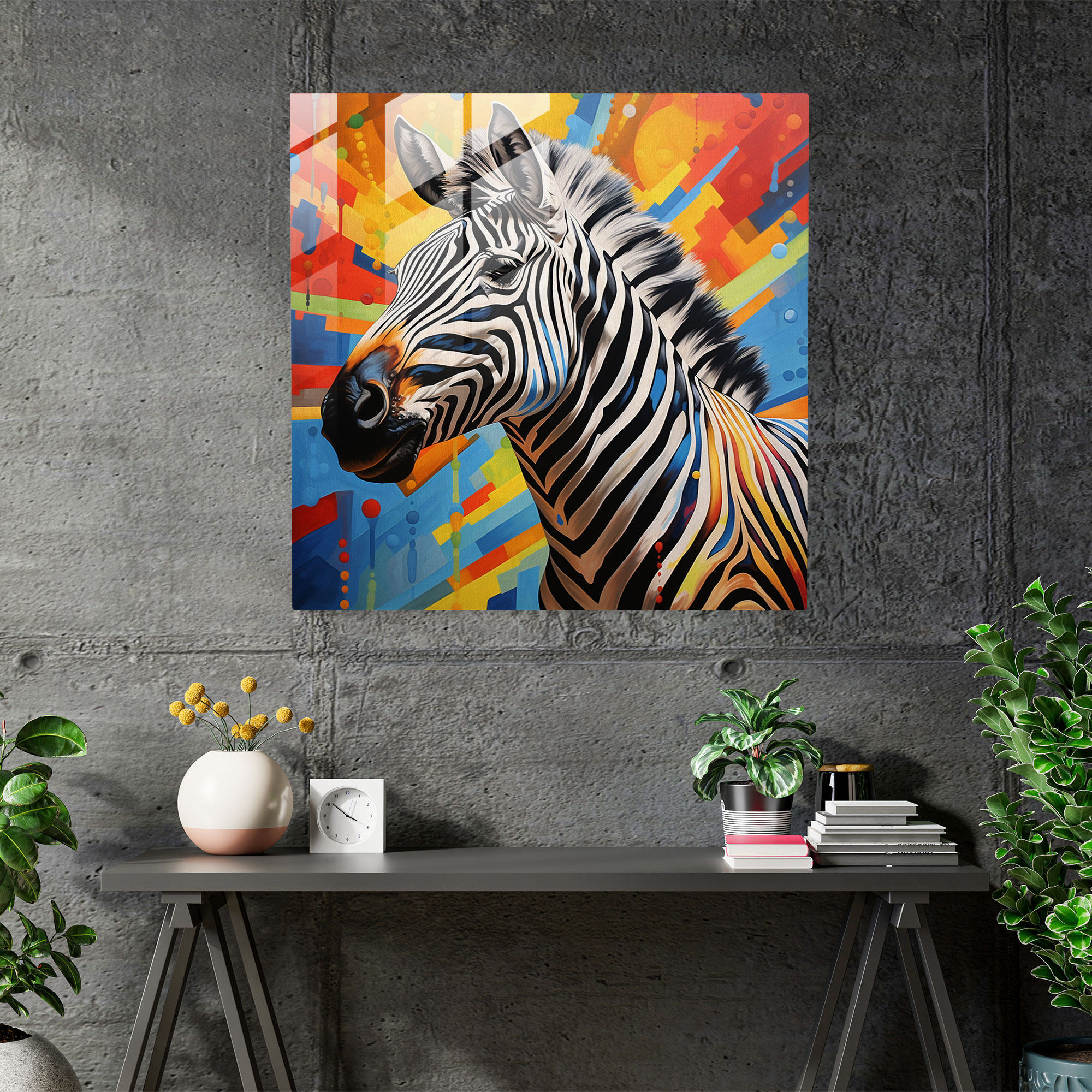 Mysterious Zebra Glass Print - Zebra, Modern Art, Glass Art, Zebra