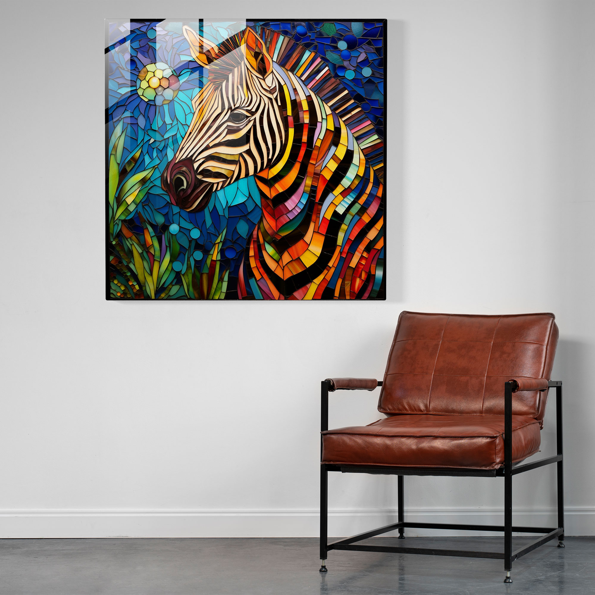 Enchanting Zebra Glass Print - Zebra, Glass Print, Colorful Patterns, Home Decoration