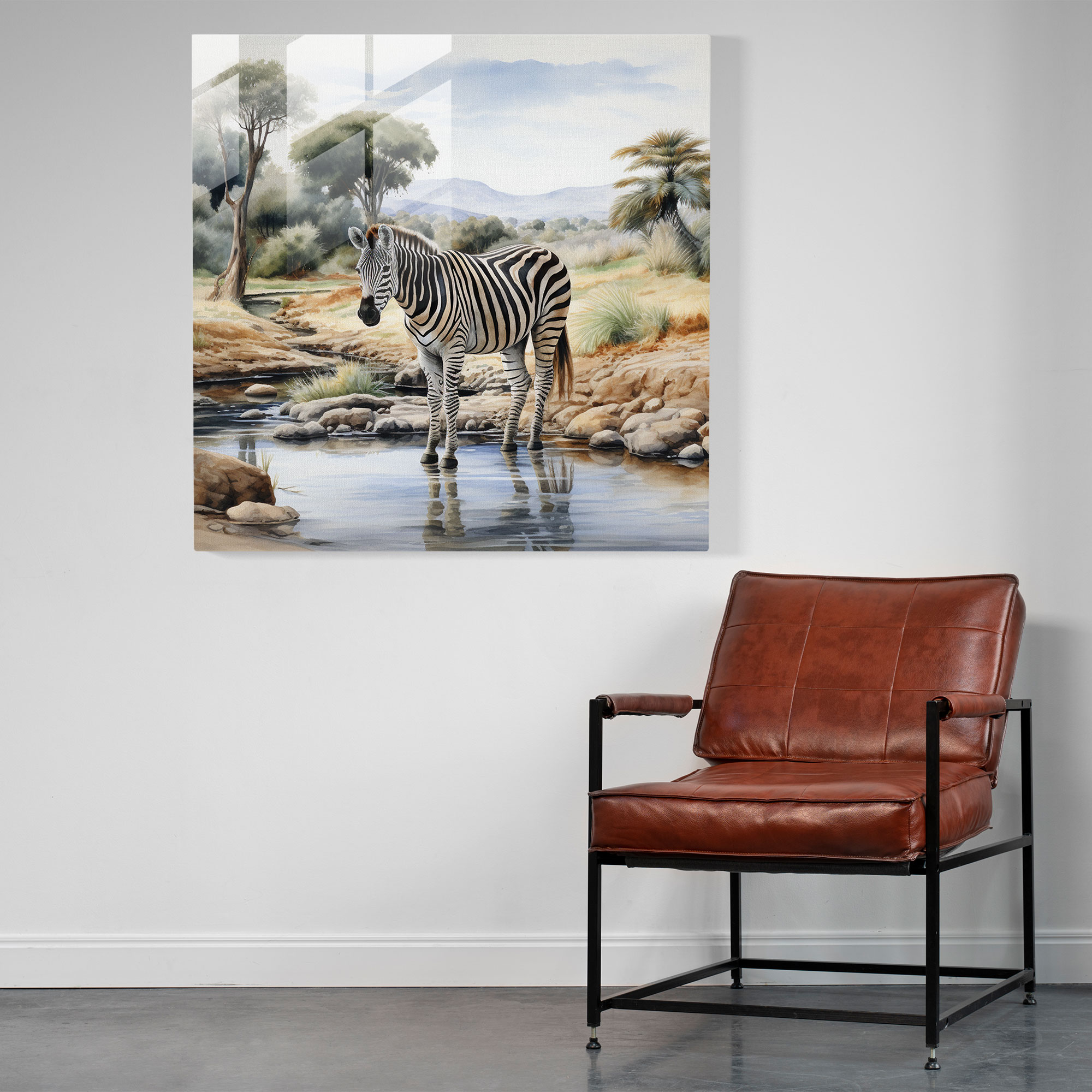Tranquil Zebra Glass Print - Zebra, Modern Art, Glass Wall Art, Zebra