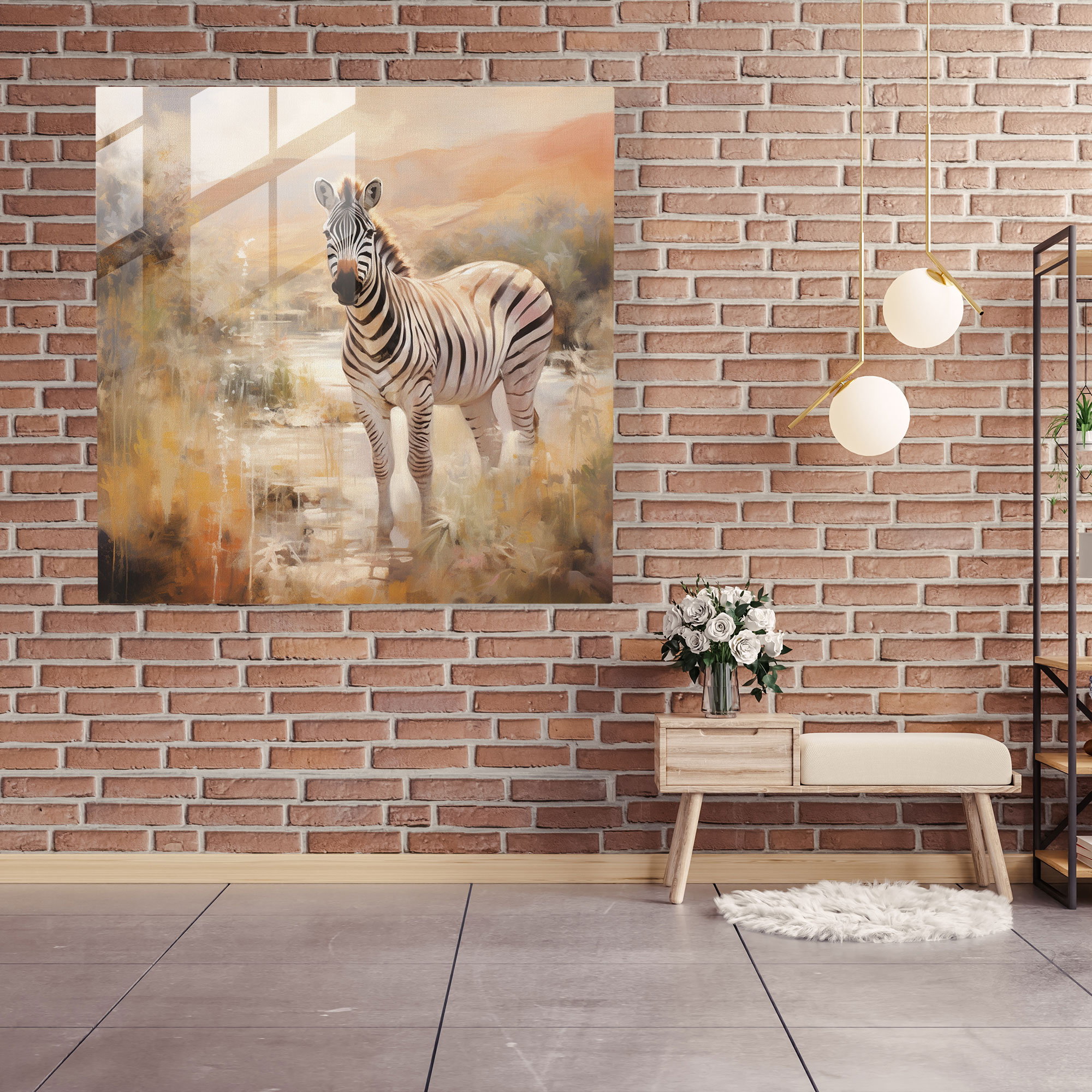 Ethereal Zebra Glass Print - Zebra, Home Decoration, Soft Brushstrokes, Impressionist Artwork