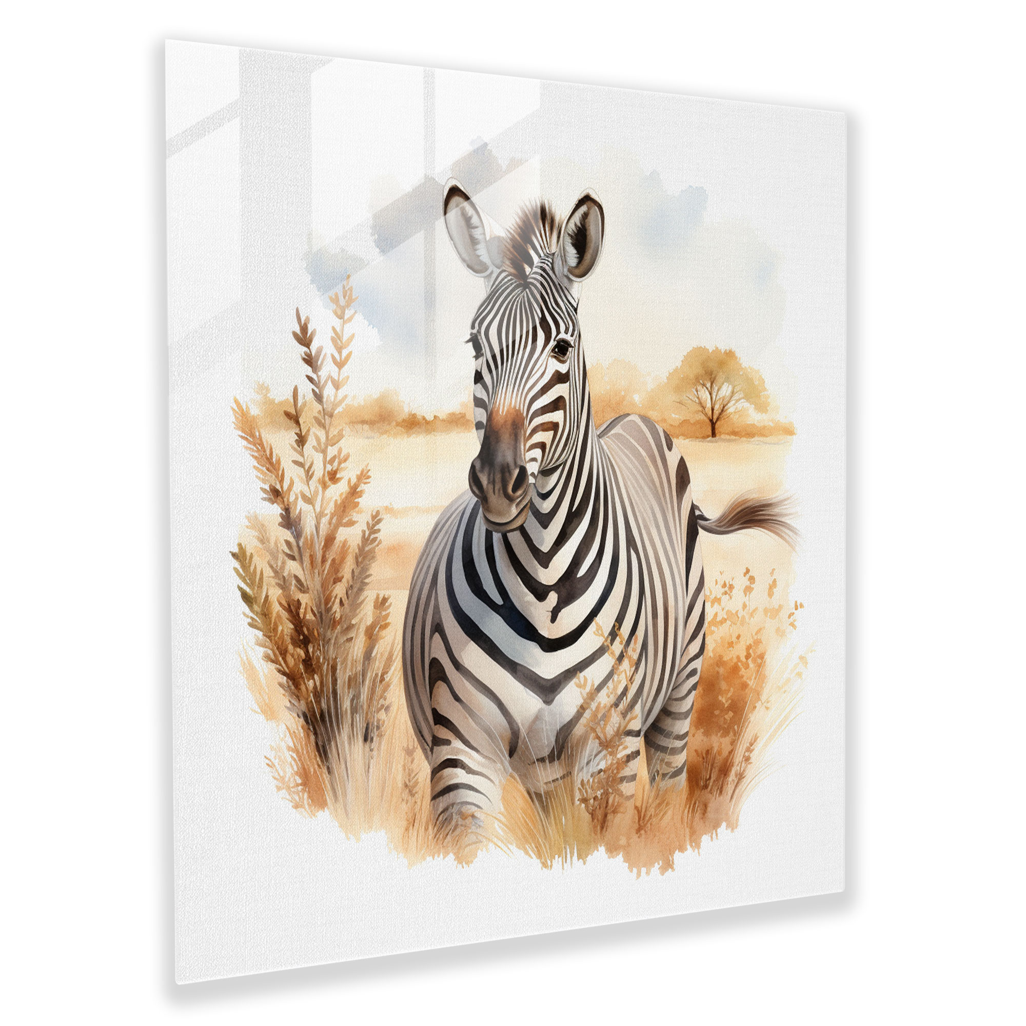 Serenity Glass Print - Zebra, Wall Decoration, Delicate Color Palette, Glass Print
