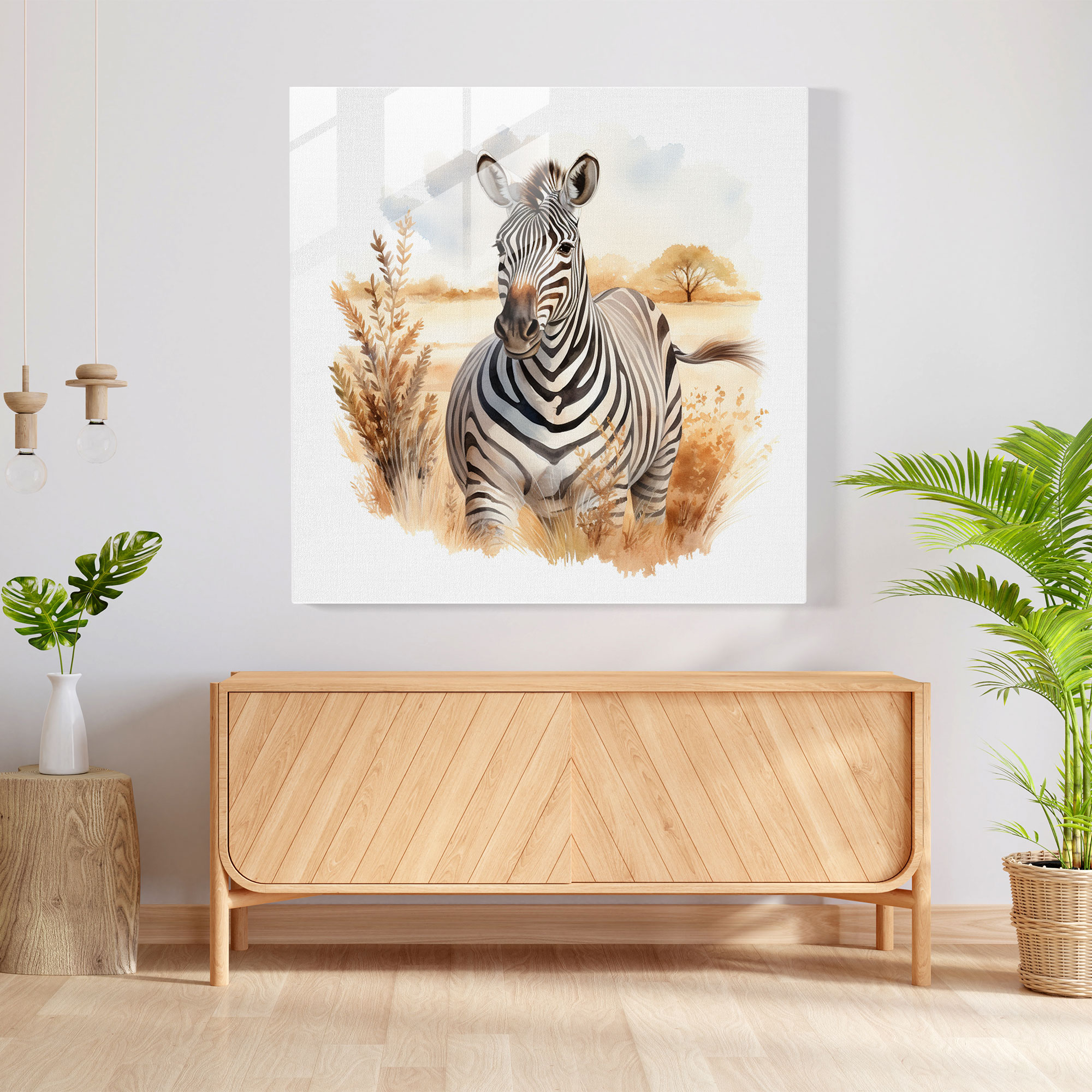 Serenity Glass Print - Zebra, Wall Decoration, Delicate Color Palette, Glass Print