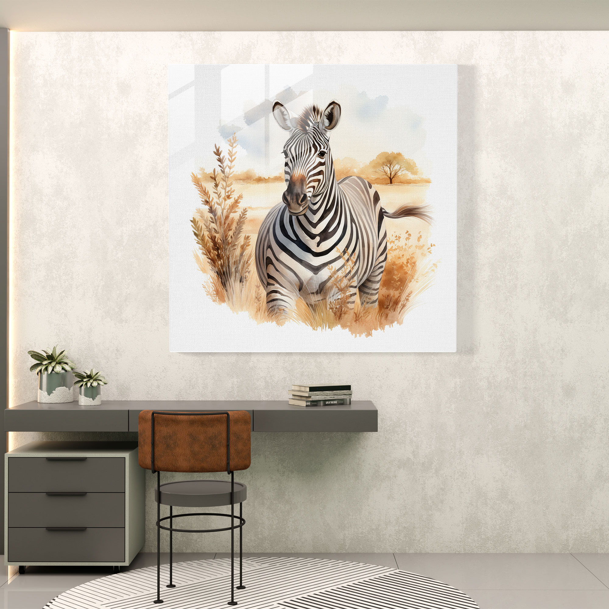 Serenity Glass Print - Zebra, Wall Decoration, Delicate Color Palette, Glass Print