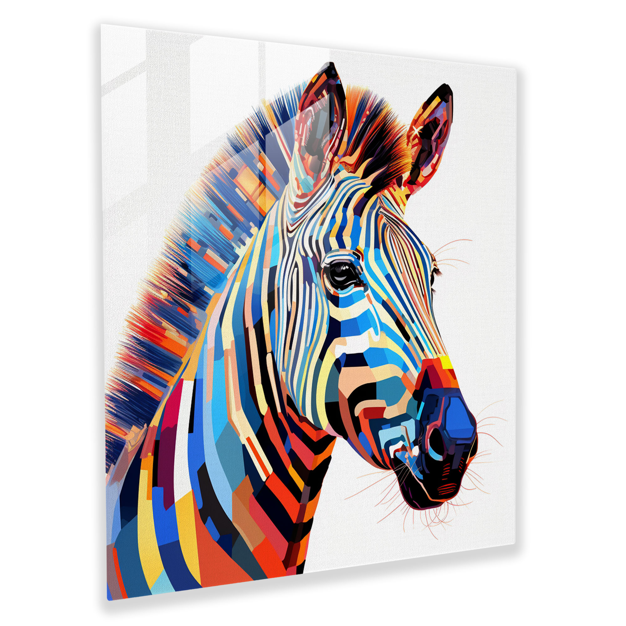 Geometric Zebra Glass Print - Zebra, Zebra, Glass Wall Art, Glass Art