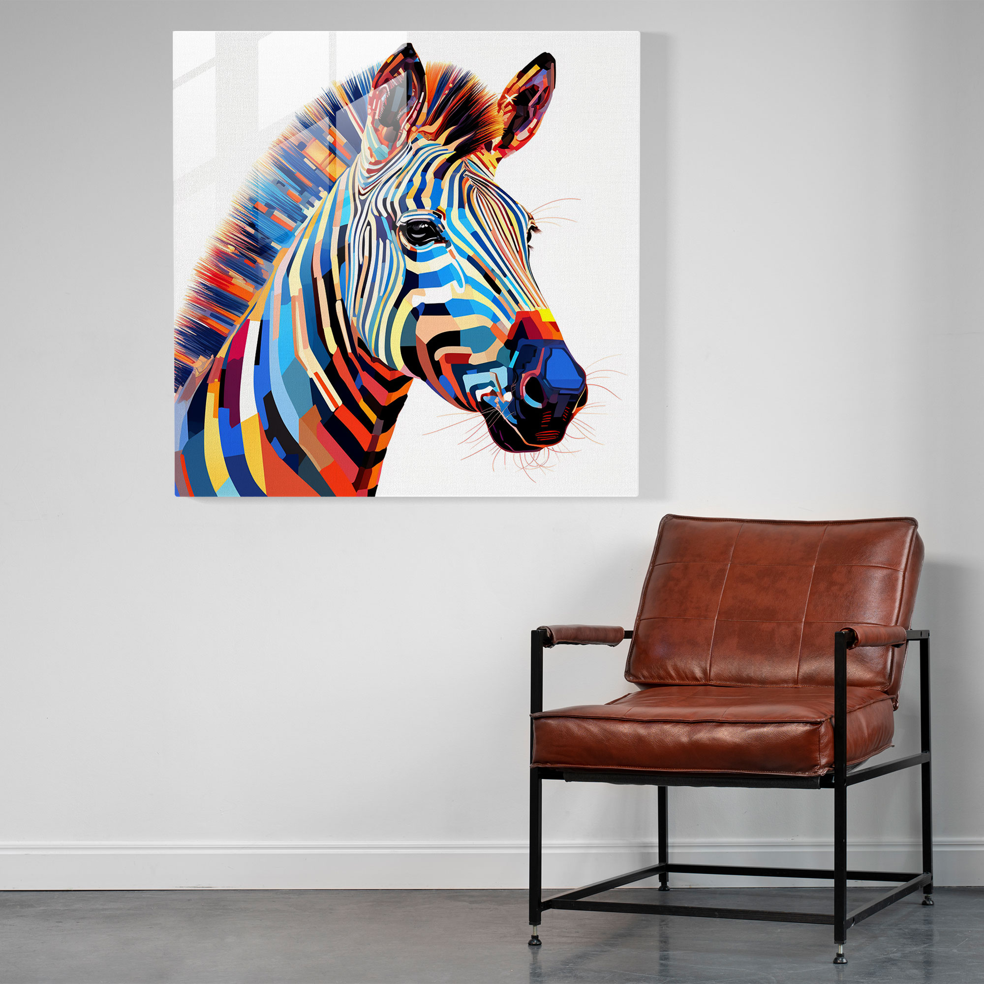 Geometric Zebra Glass Print - Zebra, Zebra, Glass Wall Art, Glass Art