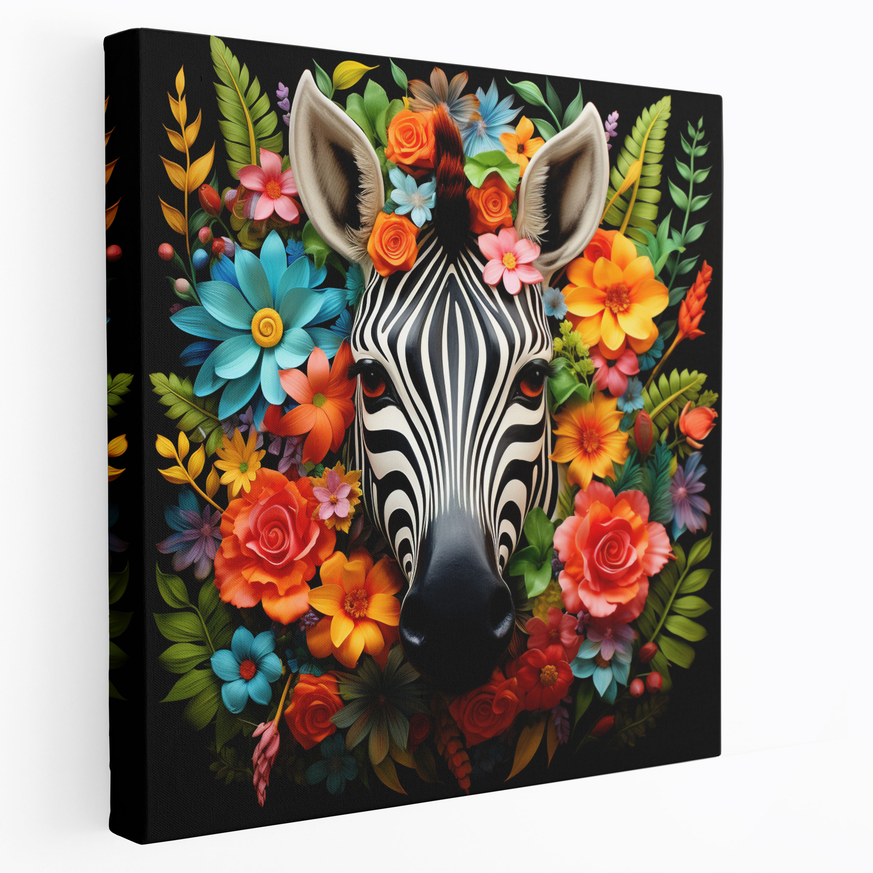 Zebra Canvas Print - Whimsical Floral Wall Art - Zebra, Wall Decoration, Whimsical, Zebra