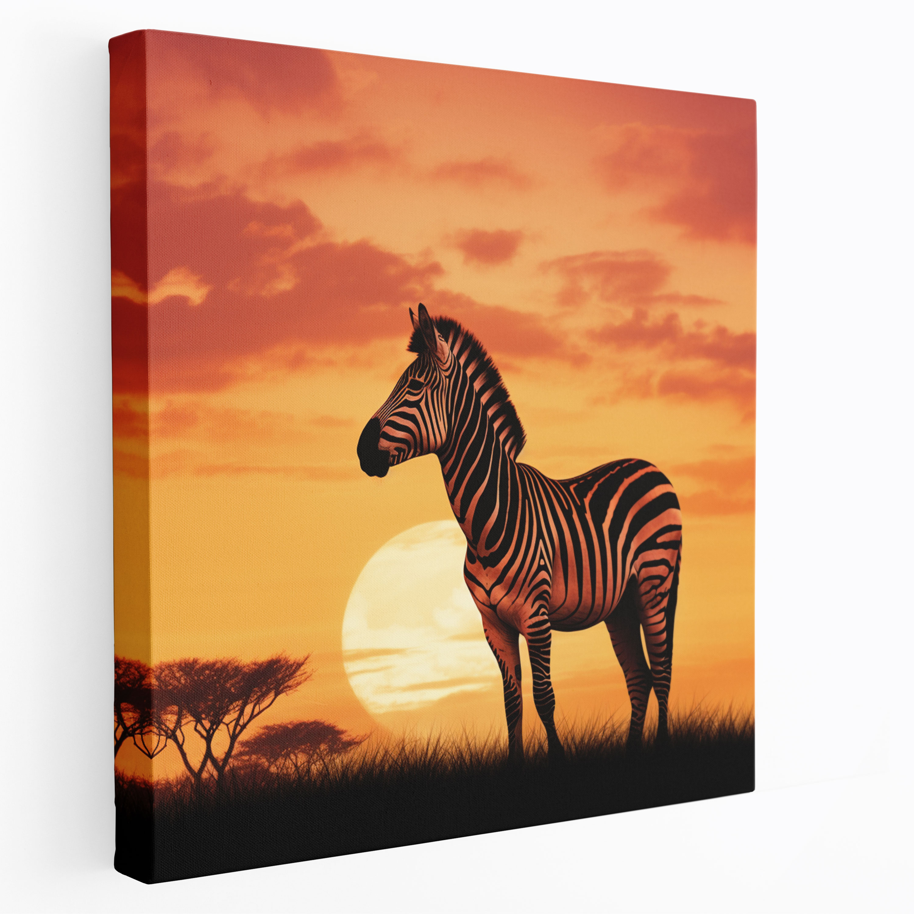 Zebra Wall Art - Serene Sunset Canvas Print - Zebra, Zebra, Canvas, Silhouette