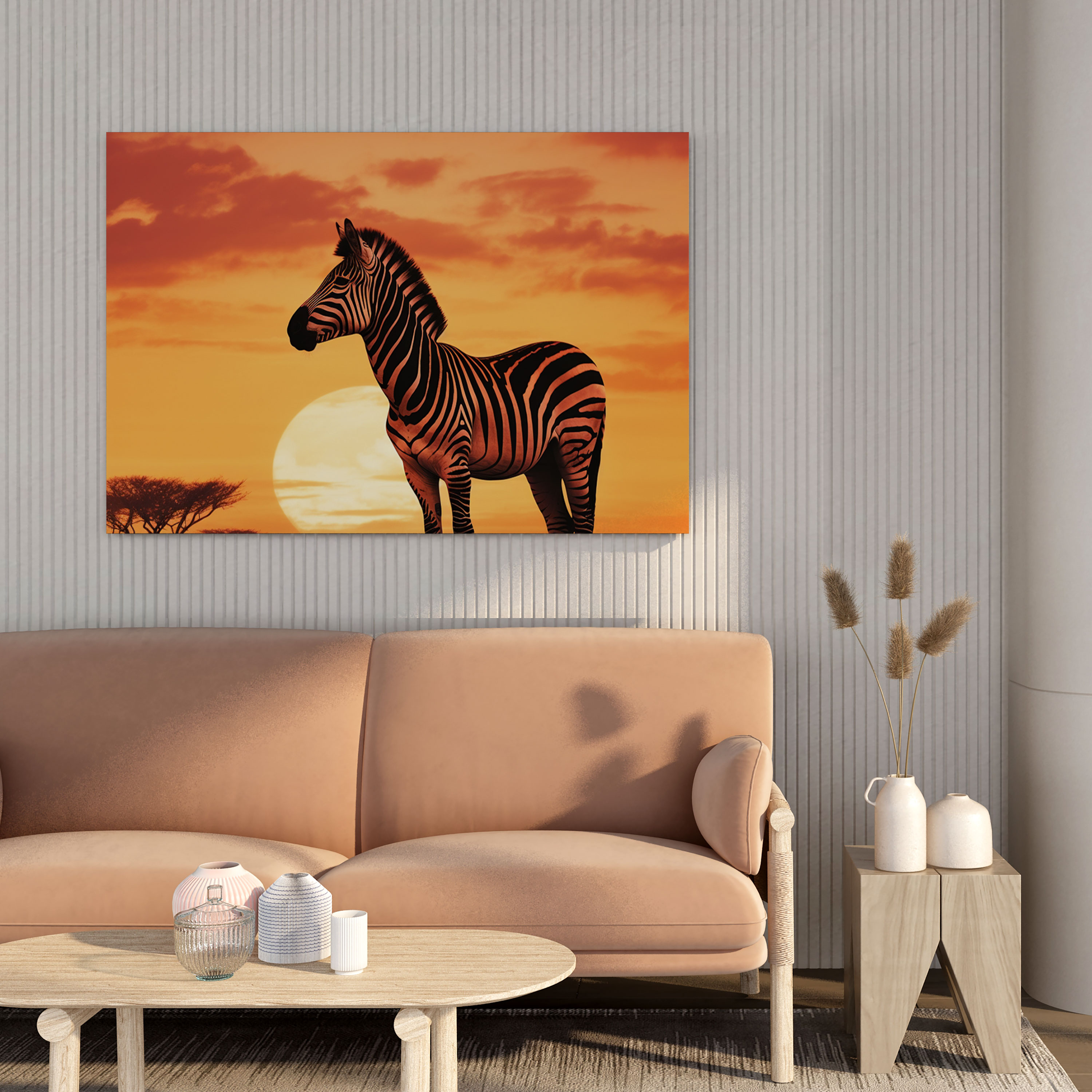 Zebra Wall Art - Serene Sunset Canvas Print - Zebra, Zebra, Canvas, Silhouette
