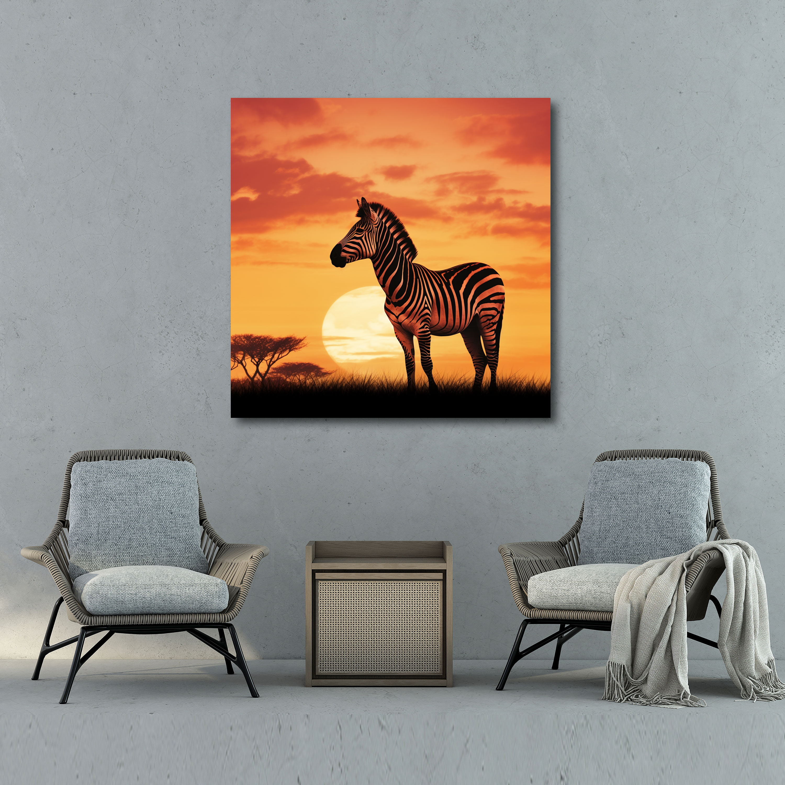 Zebra Wall Art - Serene Sunset Canvas Print - Zebra, Zebra, Canvas, Silhouette