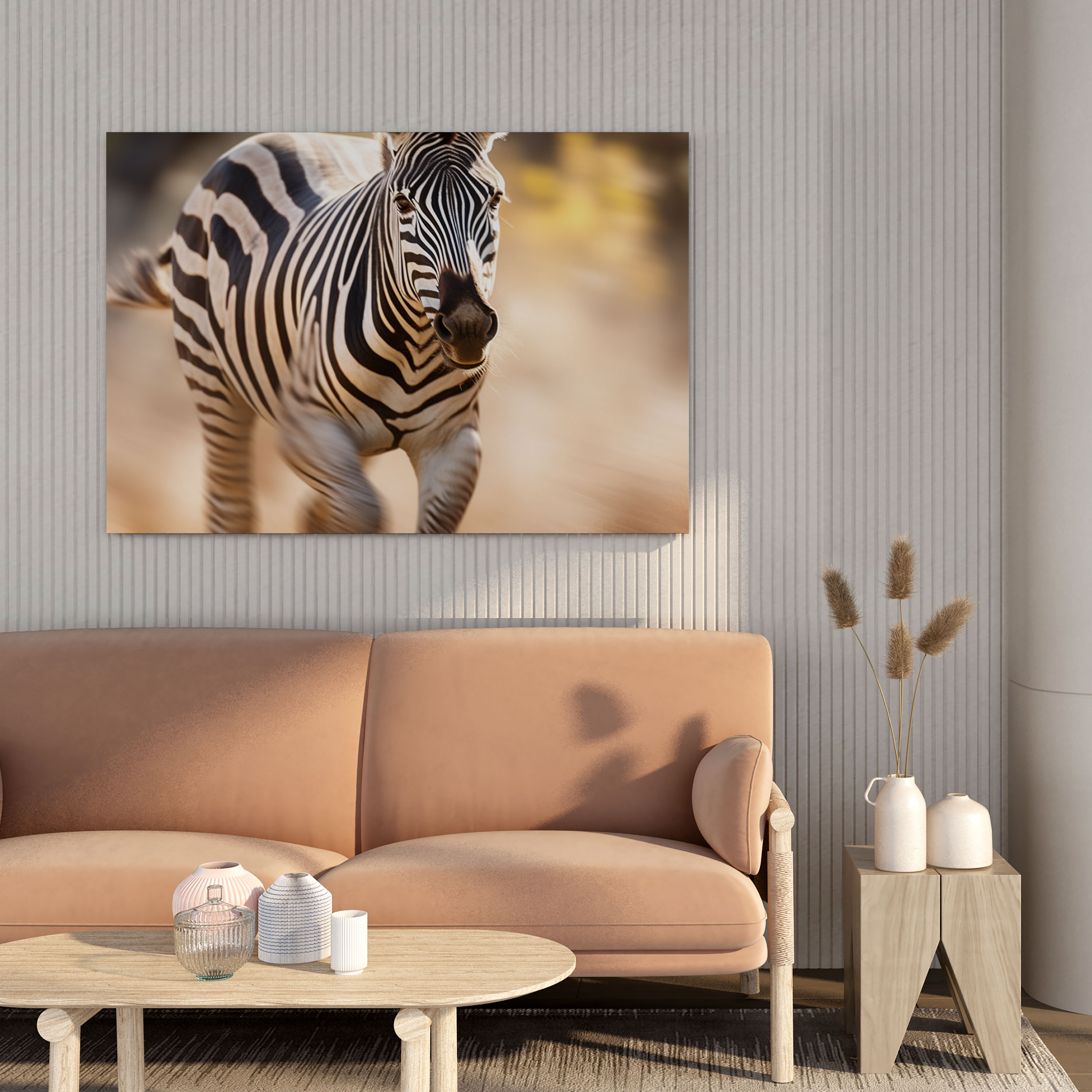 Zebra Temalı Hareket Bulanıklığı Kanvas Tablo - Duvar Sanatı