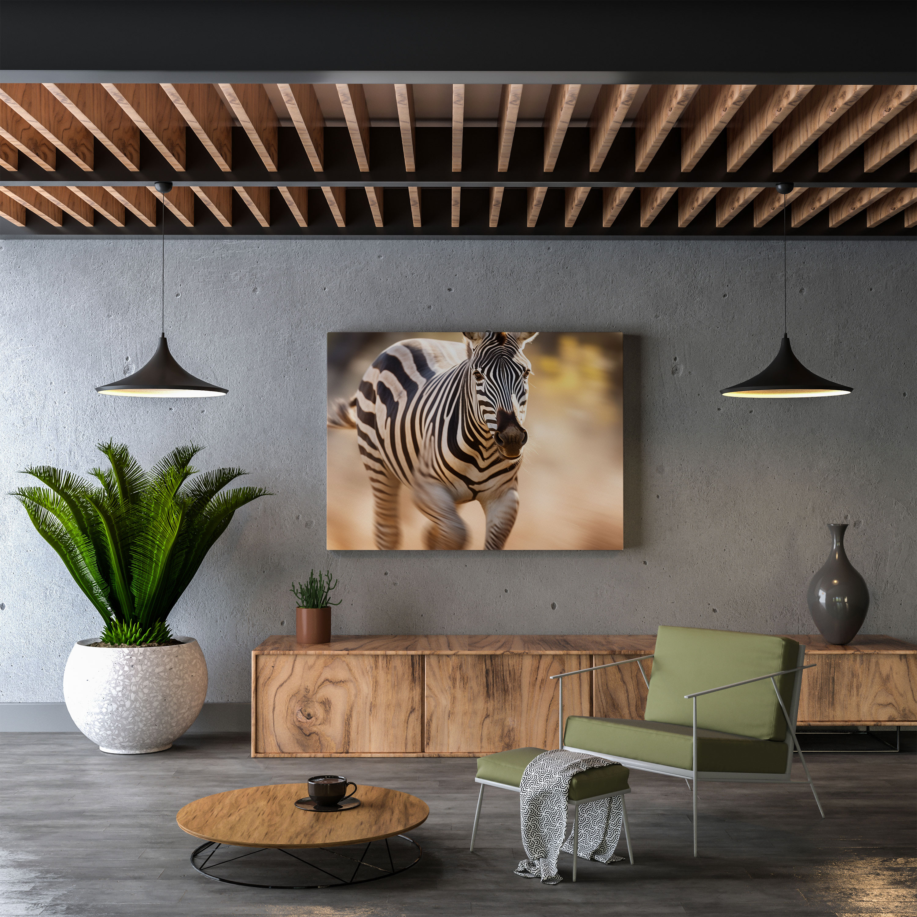 Zebra Temalı Hareket Bulanıklığı Kanvas Tablo - Duvar Sanatı