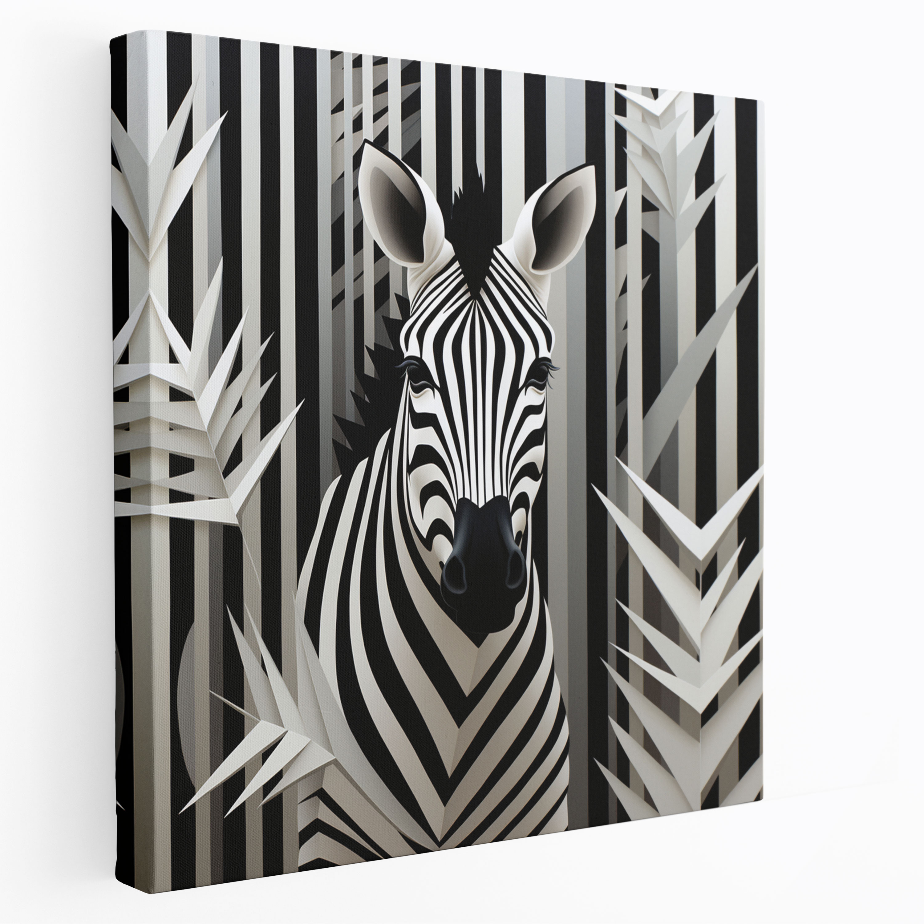 Zebra Wall Decoration - Abstract Geometric Canvas Print - Zebra, Wall Art, Zebra, Wall Decoration