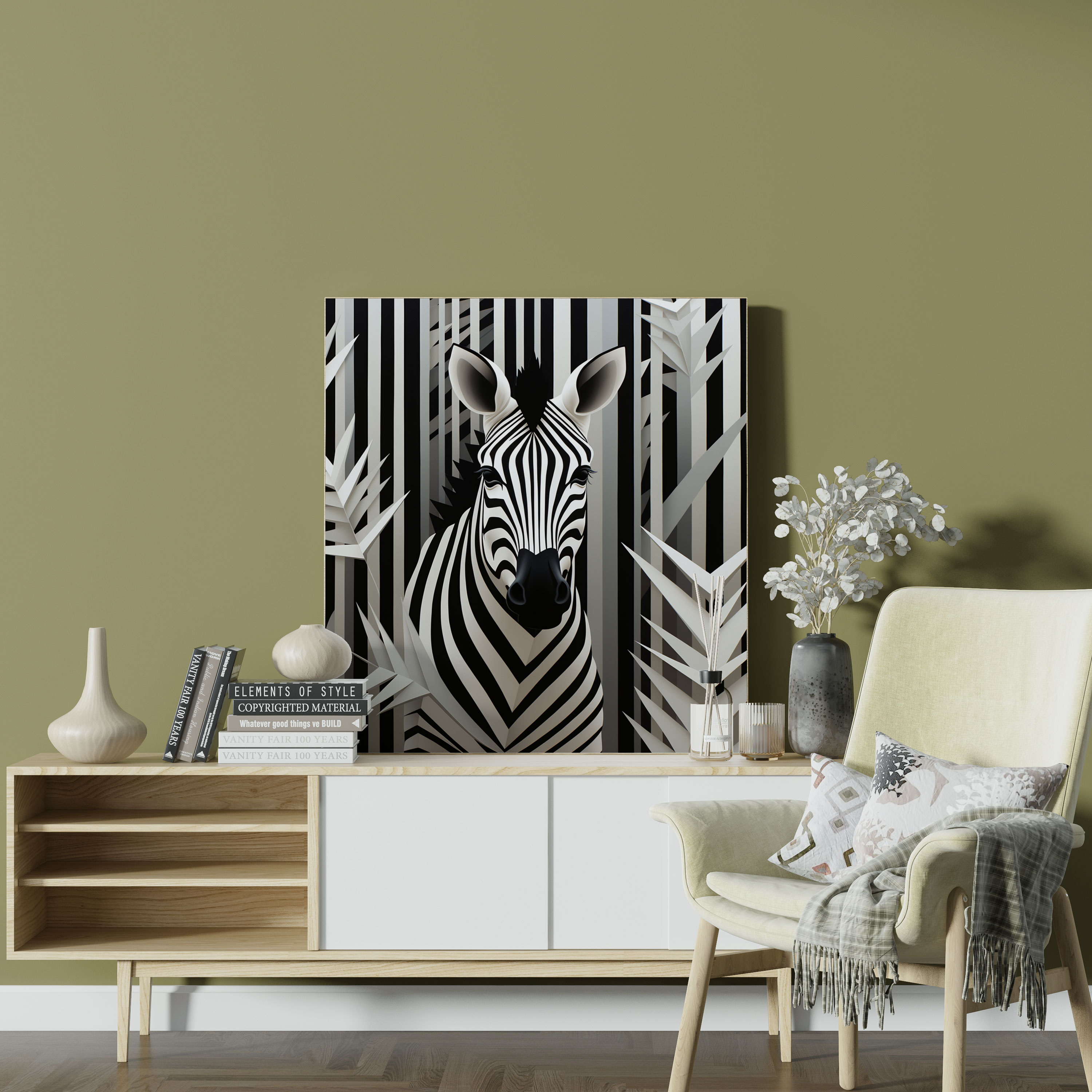 Zebra Wall Decoration - Abstract Geometric Canvas Print - Zebra, Wall Art, Zebra, Wall Decoration