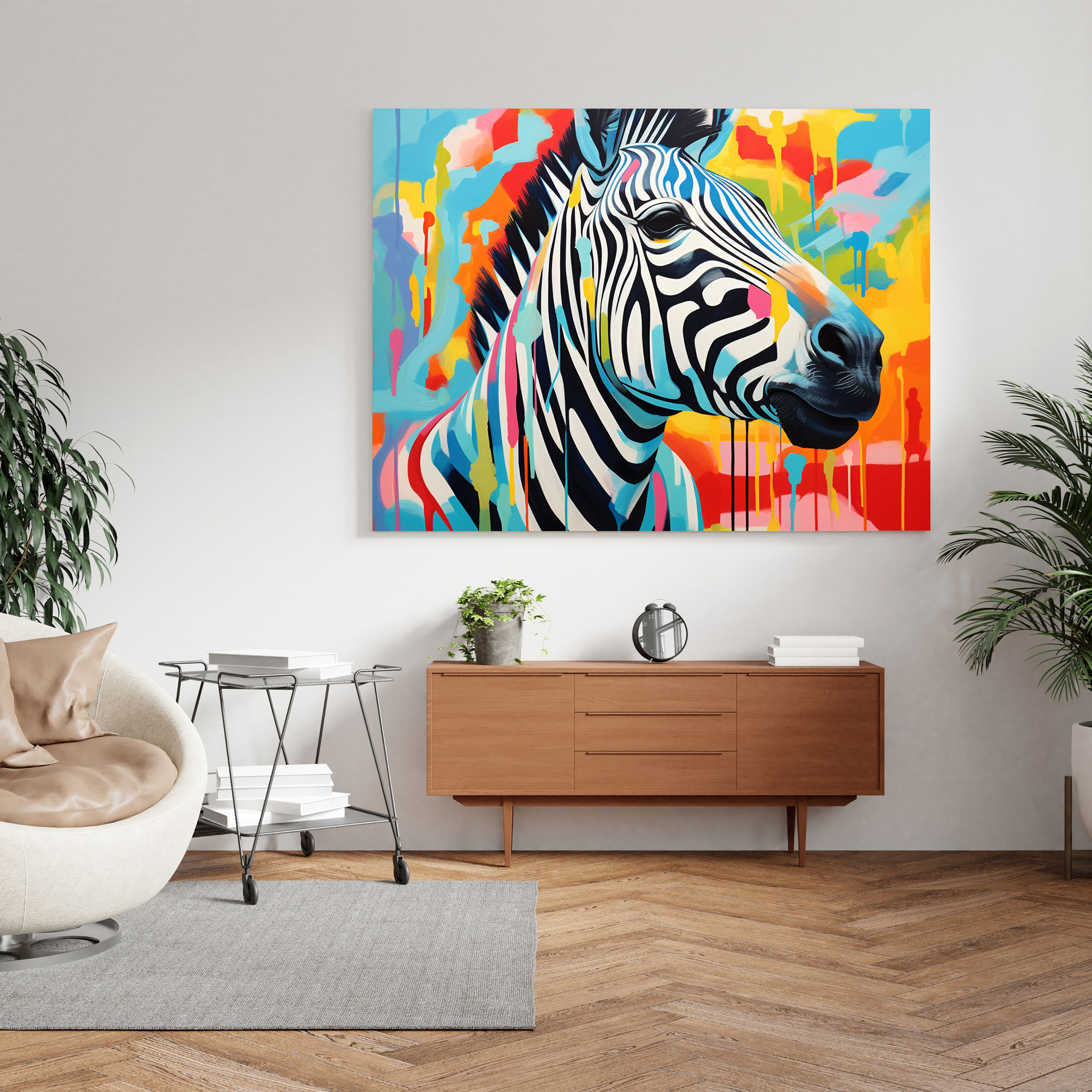 Zebra Wall Art - Vibrant Zebra Stripes - Zebra, Surrealism, Canvas, Energy