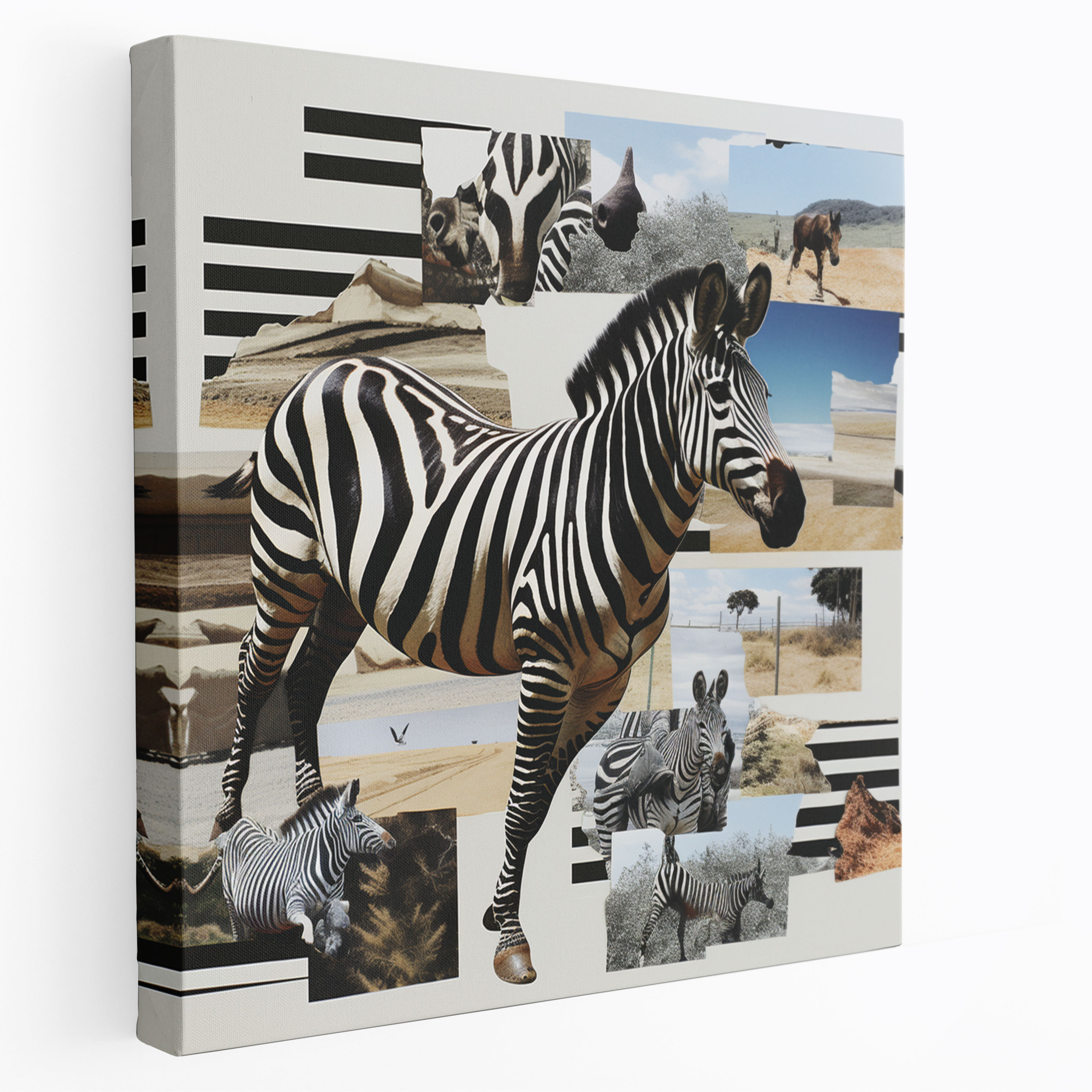 Zebra Wall Art - Zebra Collage - Zebra, Canvas Wall Art, Dynamic, Captivating