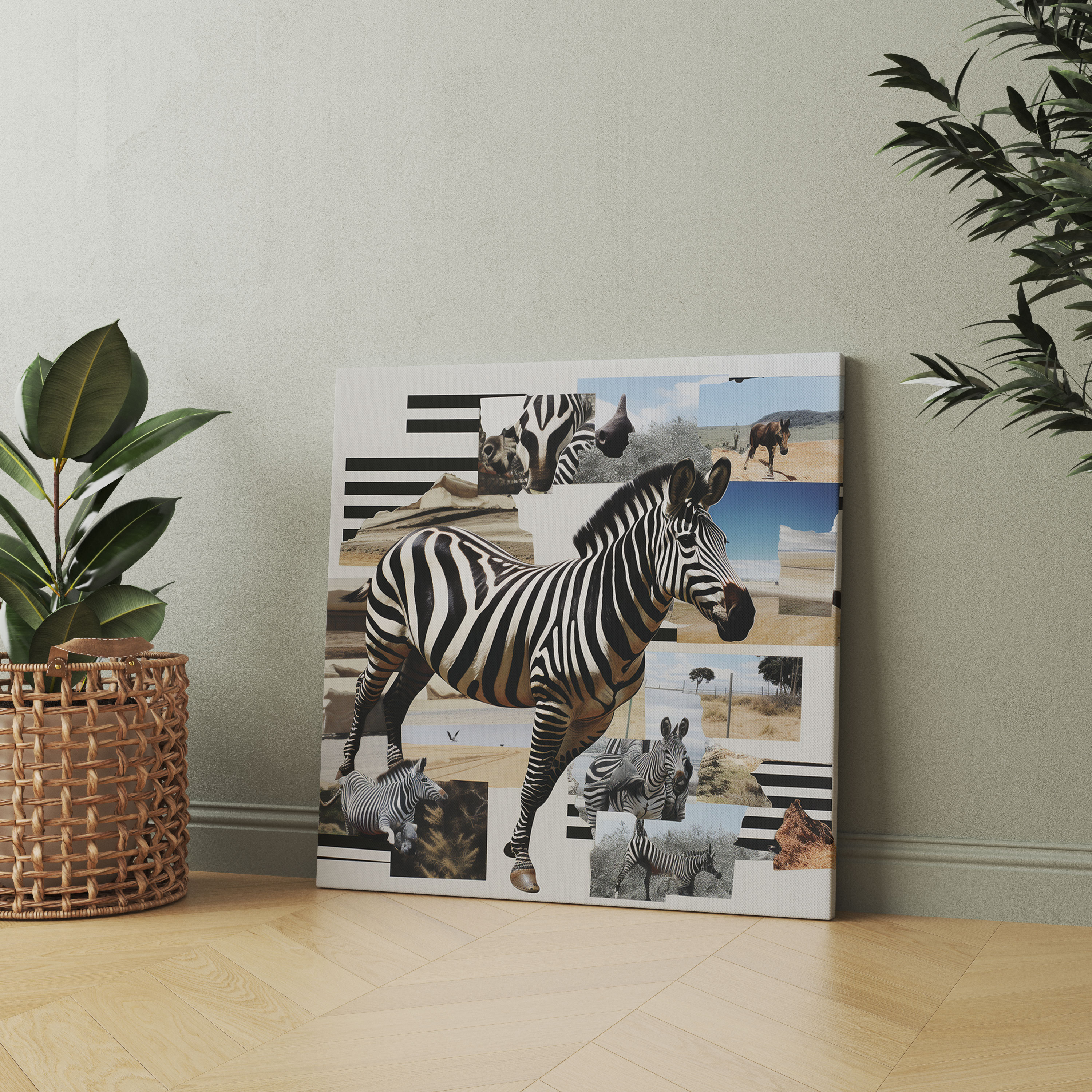 Zebra Wall Art - Zebra Collage - Zebra, Canvas Wall Art, Dynamic, Captivating