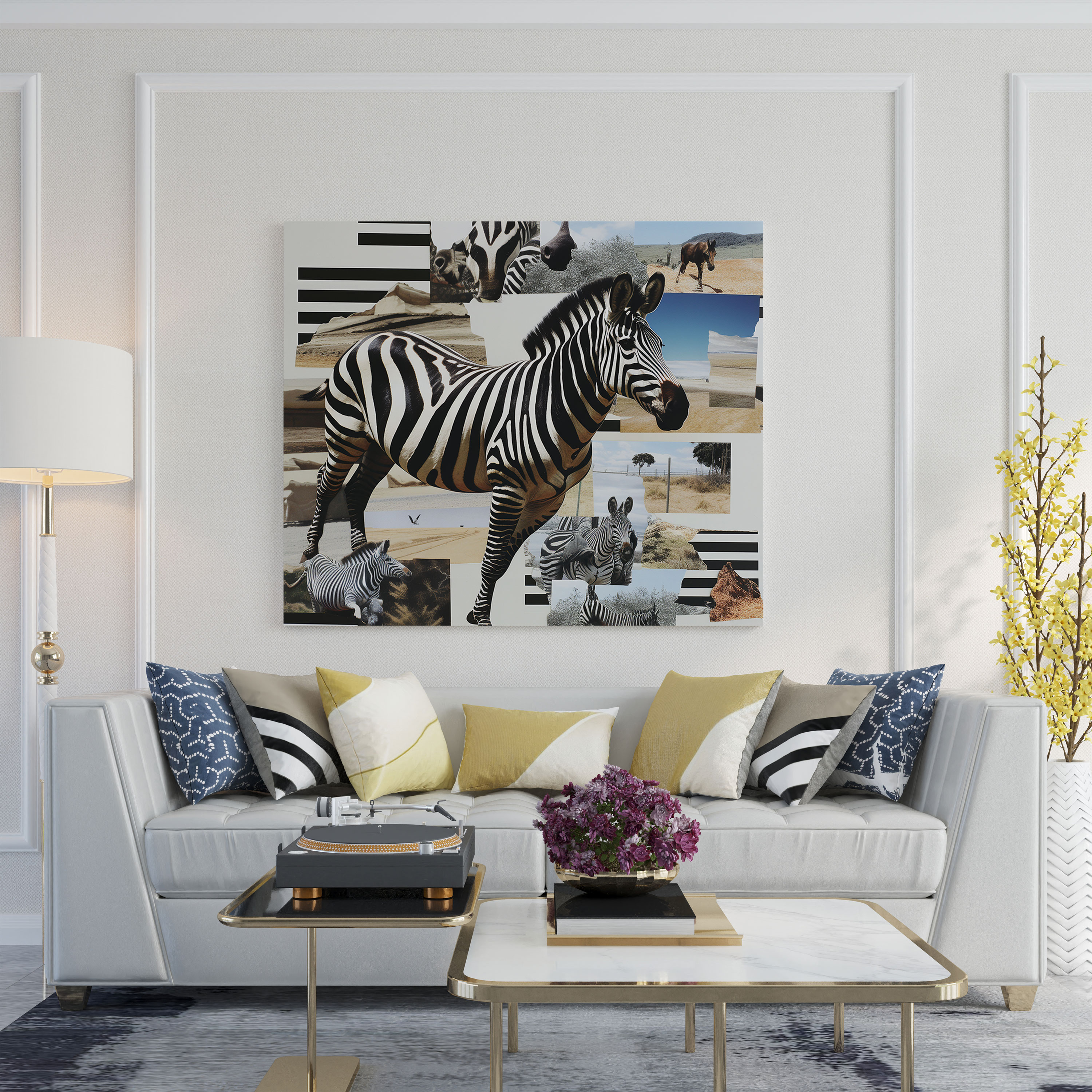 Zebra Wall Art - Zebra Collage - Zebra, Canvas Wall Art, Dynamic, Captivating