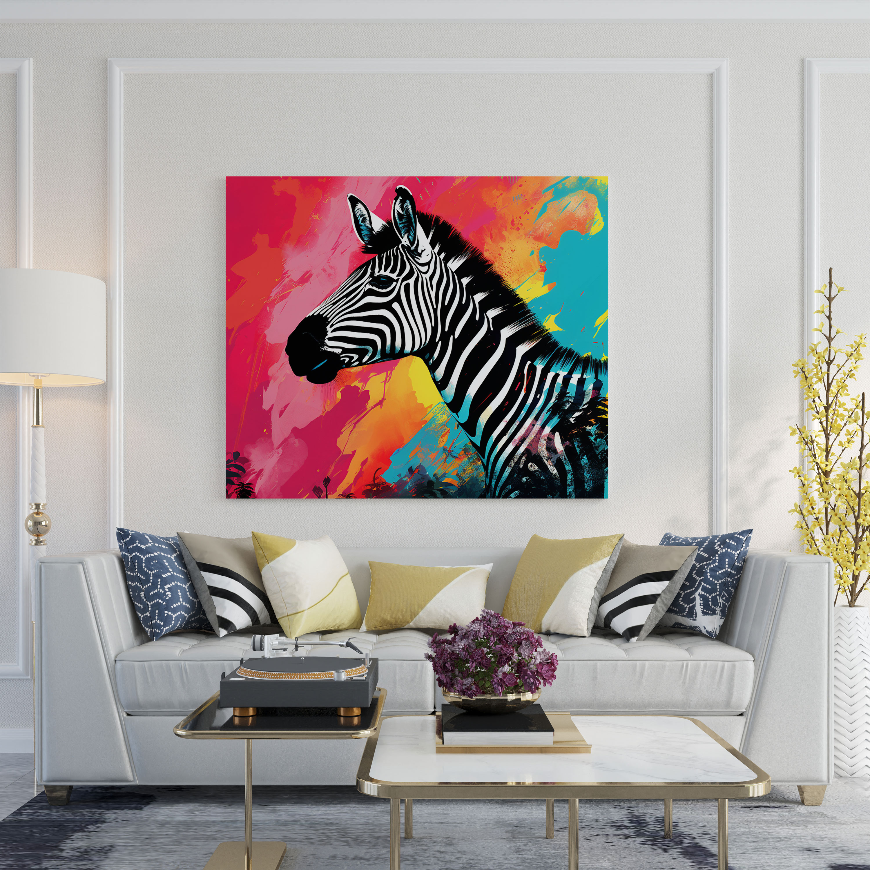 Zebra Canvas Print - Colorful Zebra Silhouette - Zebra, Visually Captivating, Unique, Personality