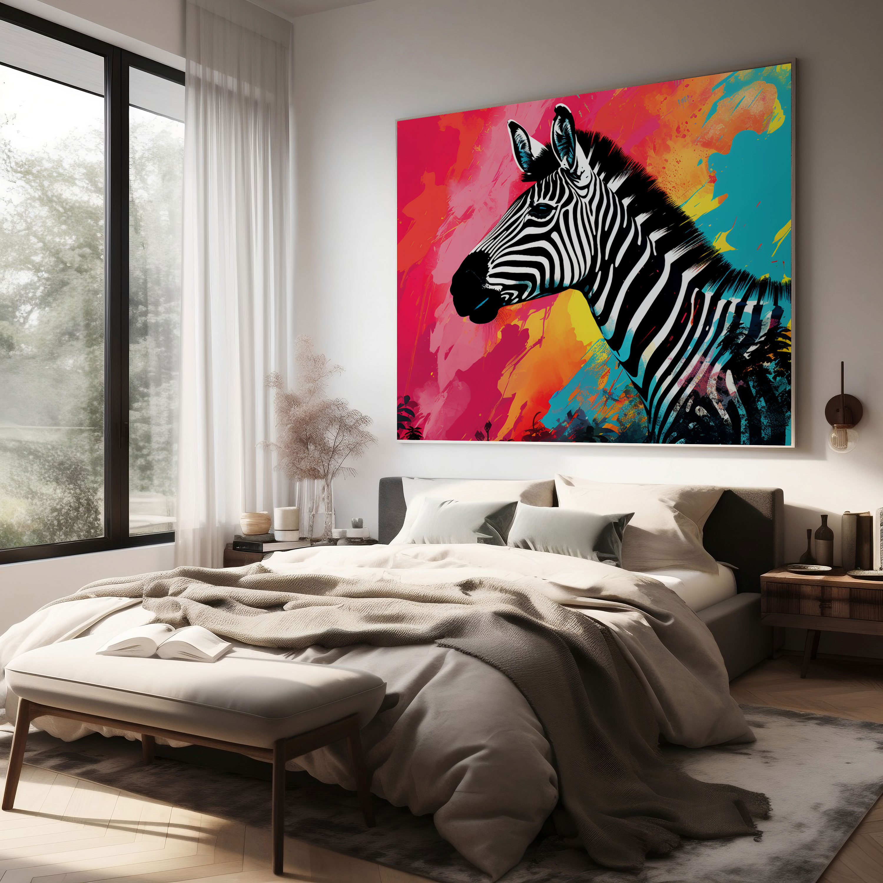 Zebra Canvas Print - Colorful Zebra Silhouette - Zebra, Visually Captivating, Unique, Personality