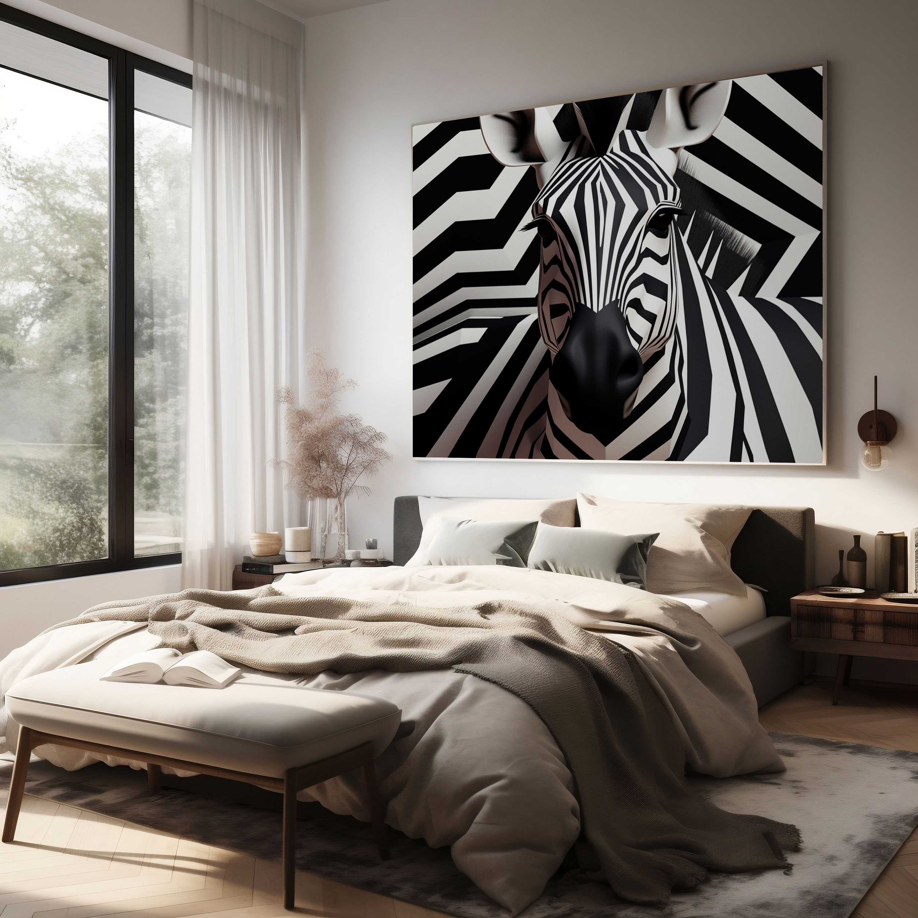 Zebra Wall Art - Monochromatic Zebra - Zebra, Canvas Print, Wall Decoration, Fade-Resistant