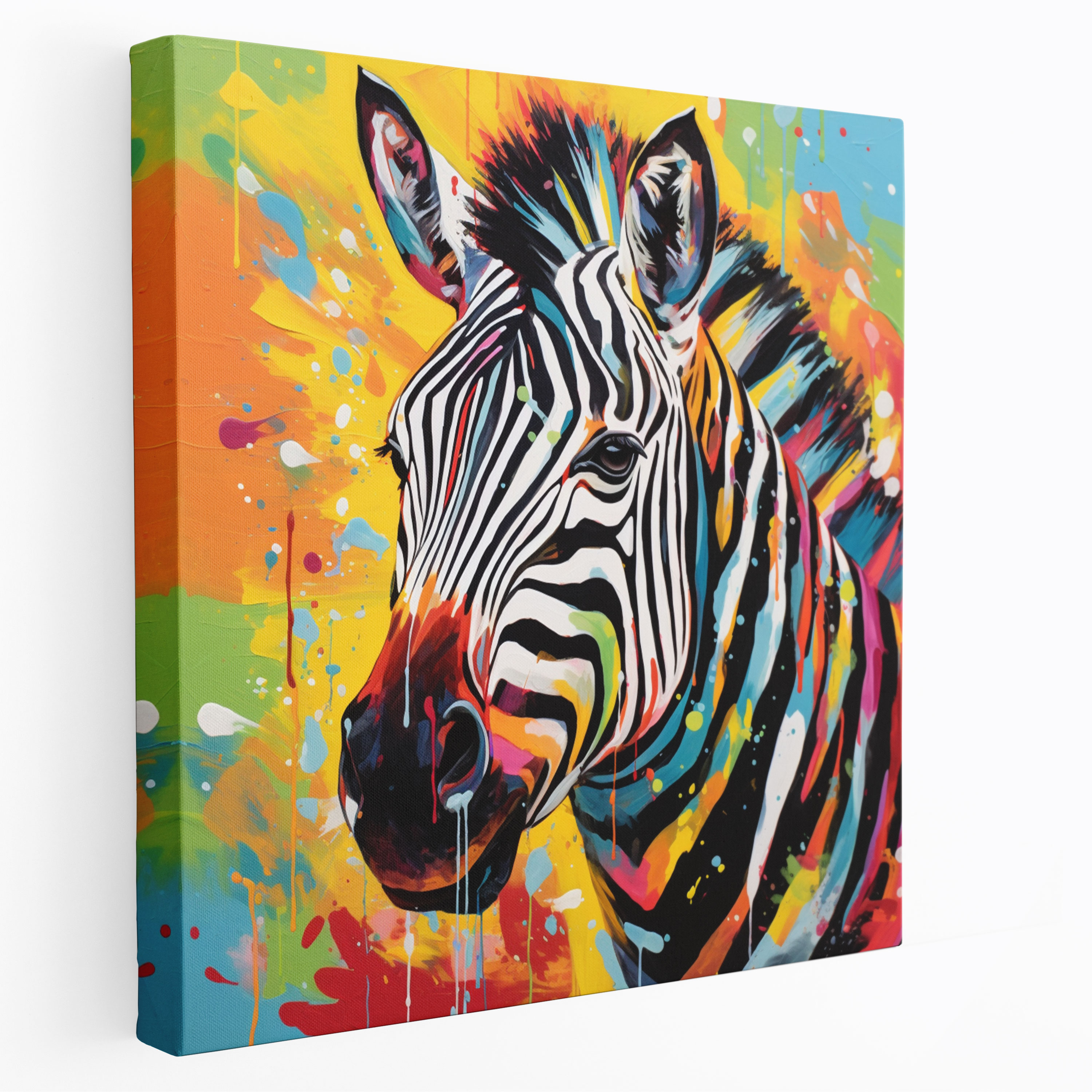 Zebra Kanvas Tablo - Soyut Akrilik Boyama - Zebra Soyut Zebra Sanatı Zebra Duvar Sanatı