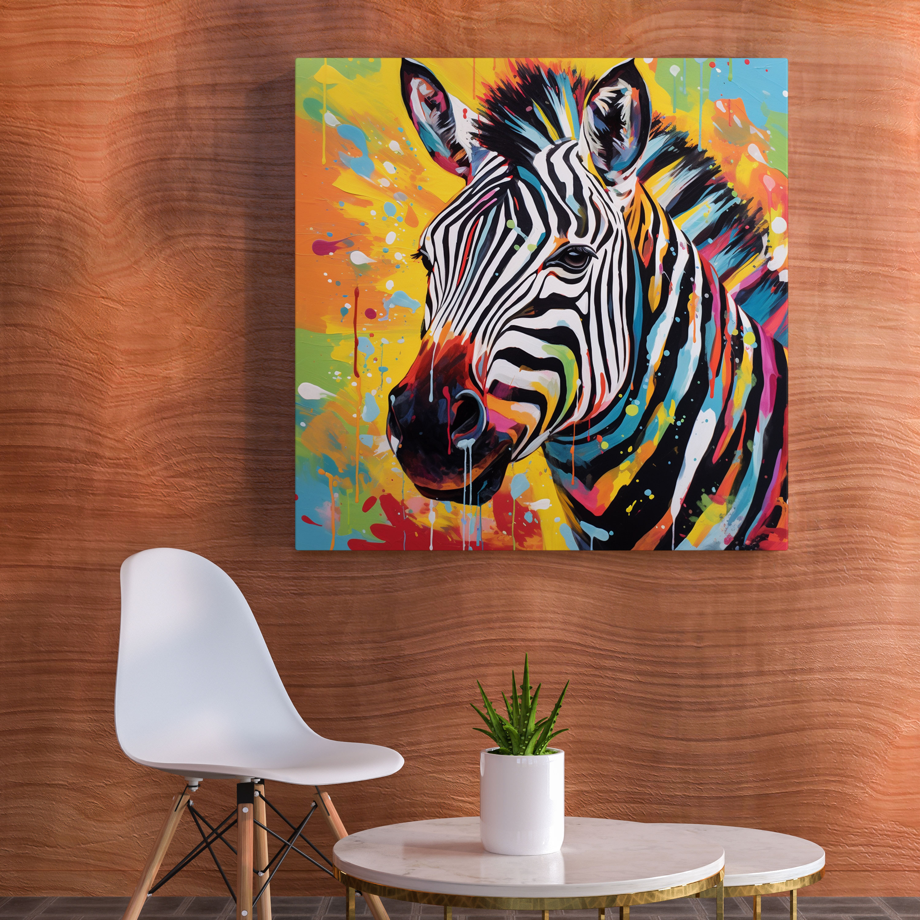 Zebra Kanvas Tablo - Soyut Akrilik Boyama - Zebra Soyut Zebra Sanatı Zebra Duvar Sanatı