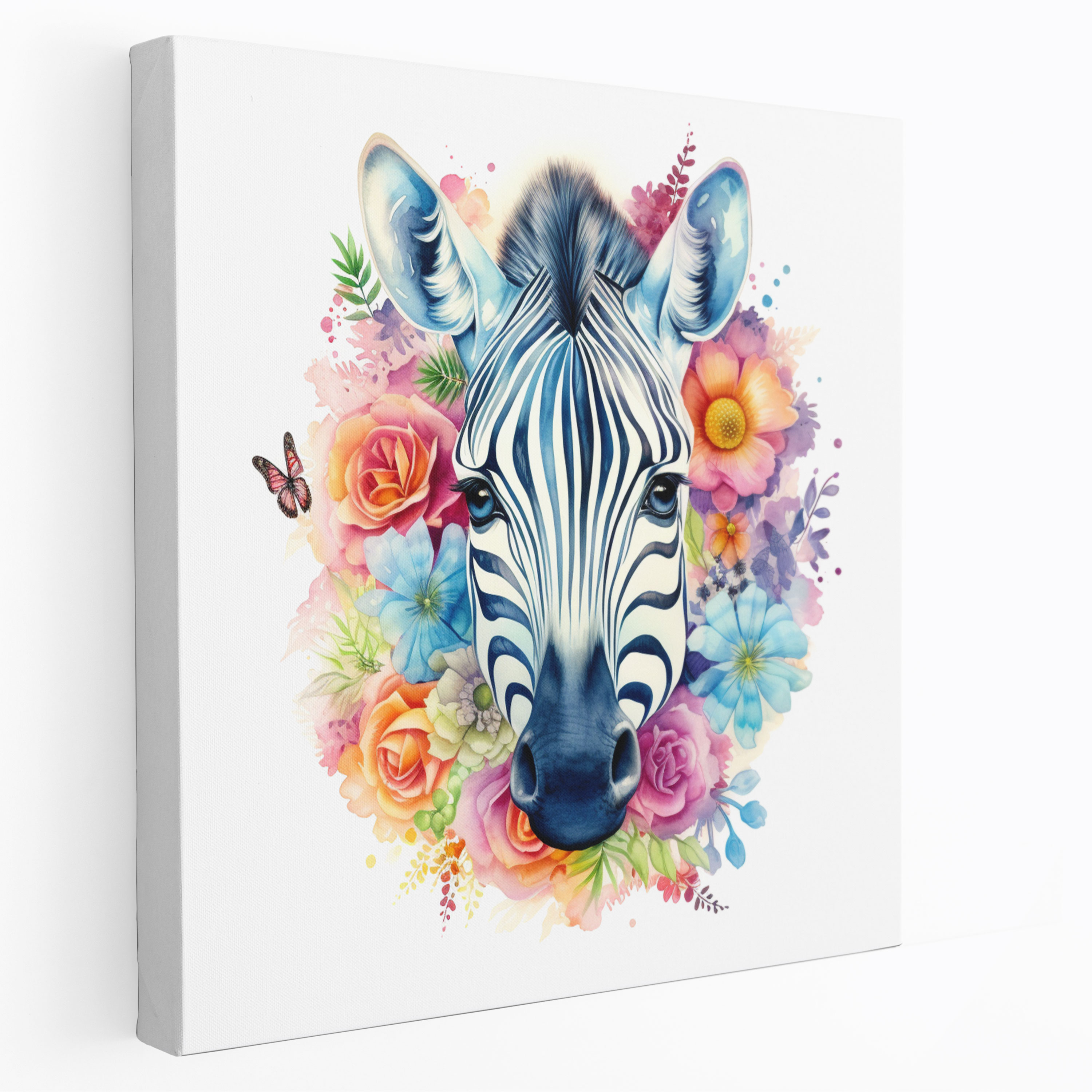 Zebra Canvas Print - Playful Watercolor Illustration - Zebra, Illustration, Home Decoration, Canvas