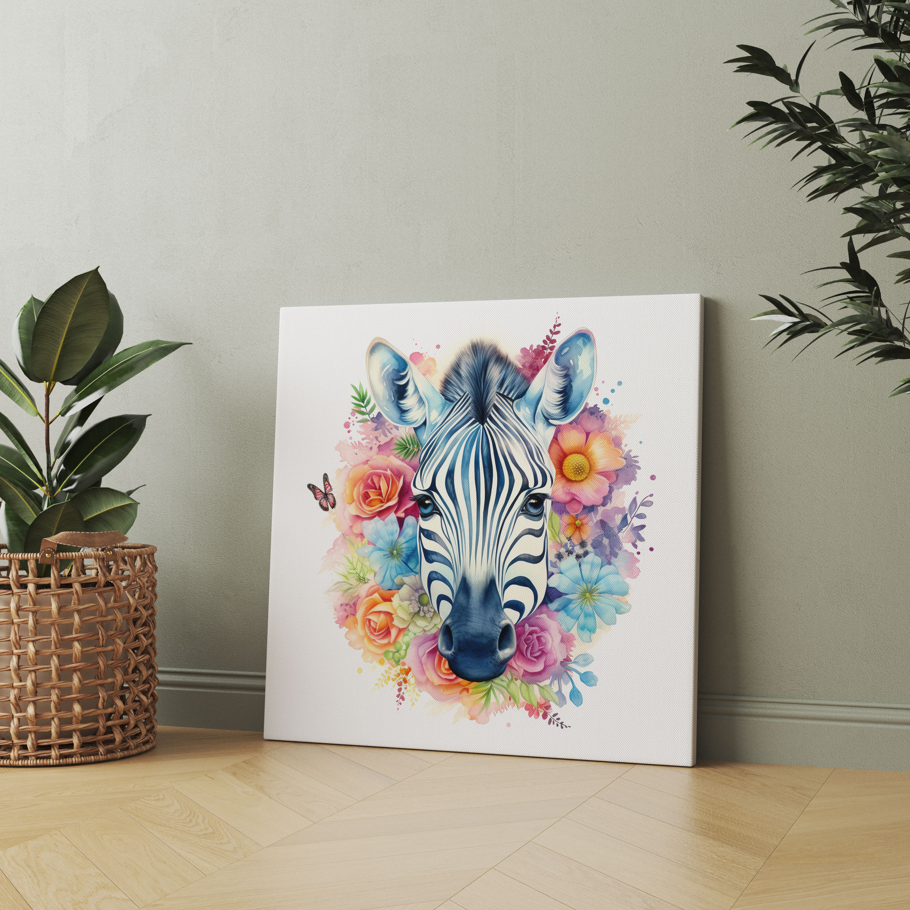 Zebra Canvas Print - Playful Watercolor Illustration - Zebra, Illustration, Home Decoration, Canvas