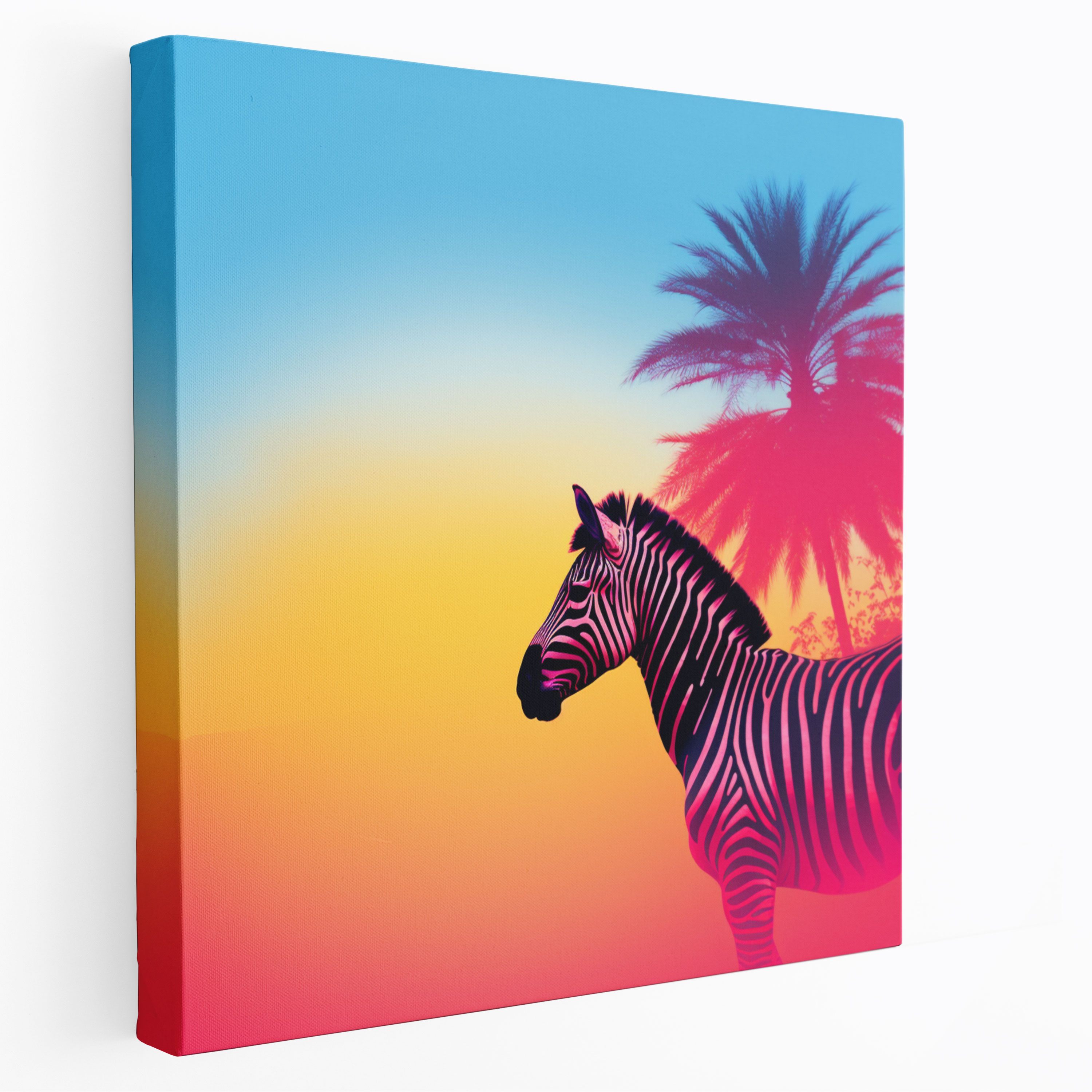 Zebra Canvas Print - Vibrant Digital Art - Zebra, Zebra Canvas Print, Zebra Silhouette, Vibrant Gradient Background