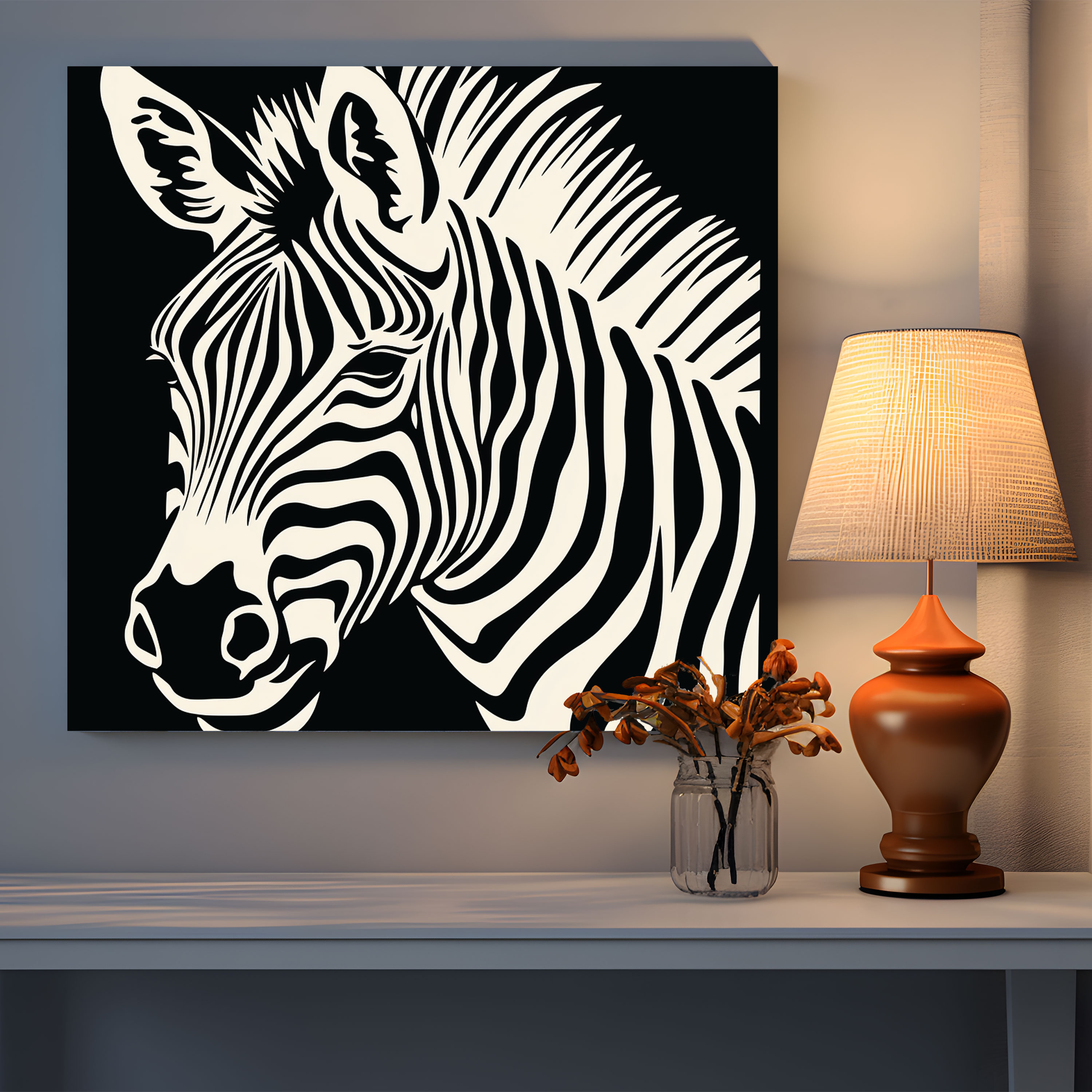 Zebra Canvas Print - Intricate Linocut Print - Zebra, Canvas Wall Art, Zebra Canvas Print, Zebra Wall Art