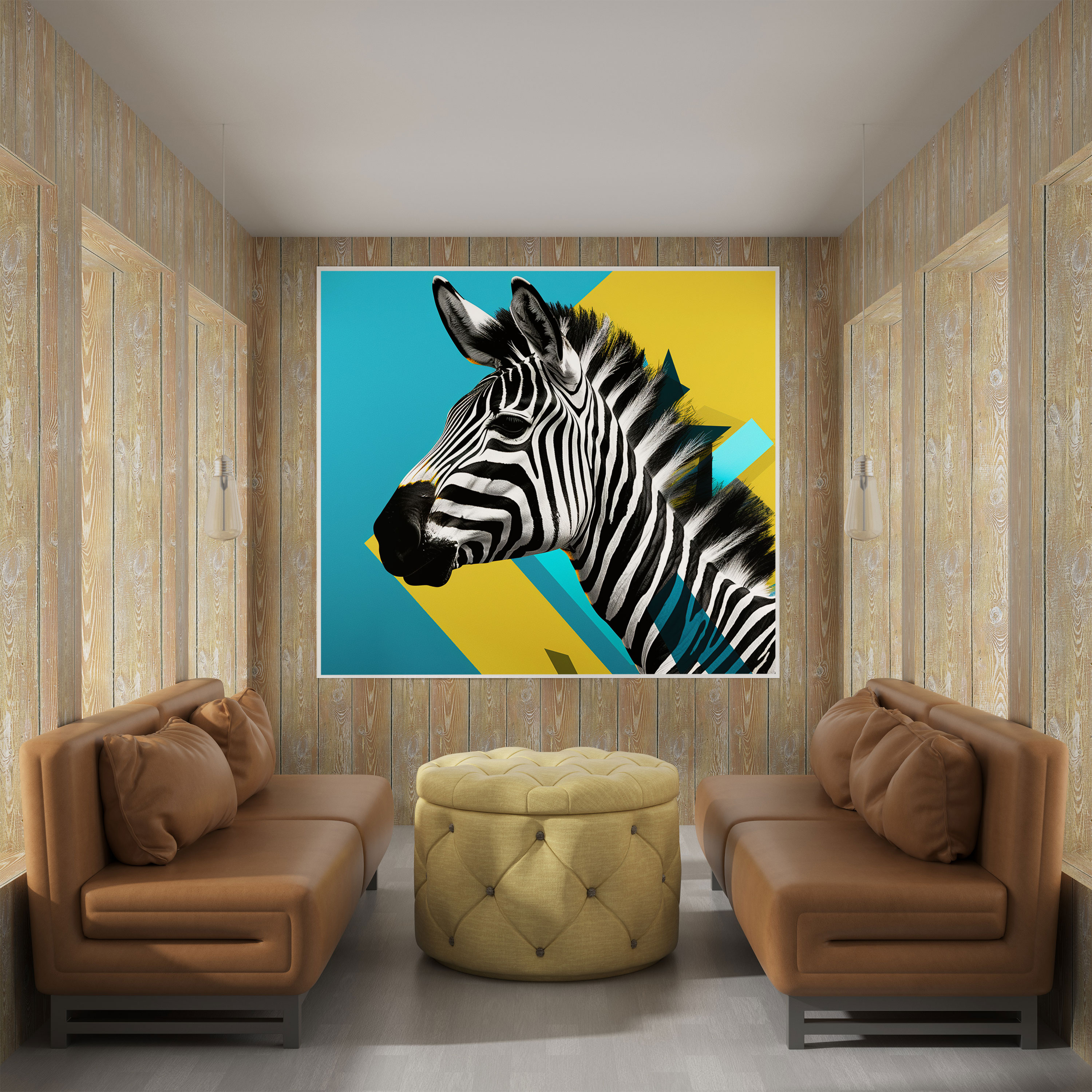 Zebra Kanvas Tablo - Modern Dijital Kolaj - Duvar Sanatı Zebra Zebra Kanvas Tablo Zebra Duvar Sanatı