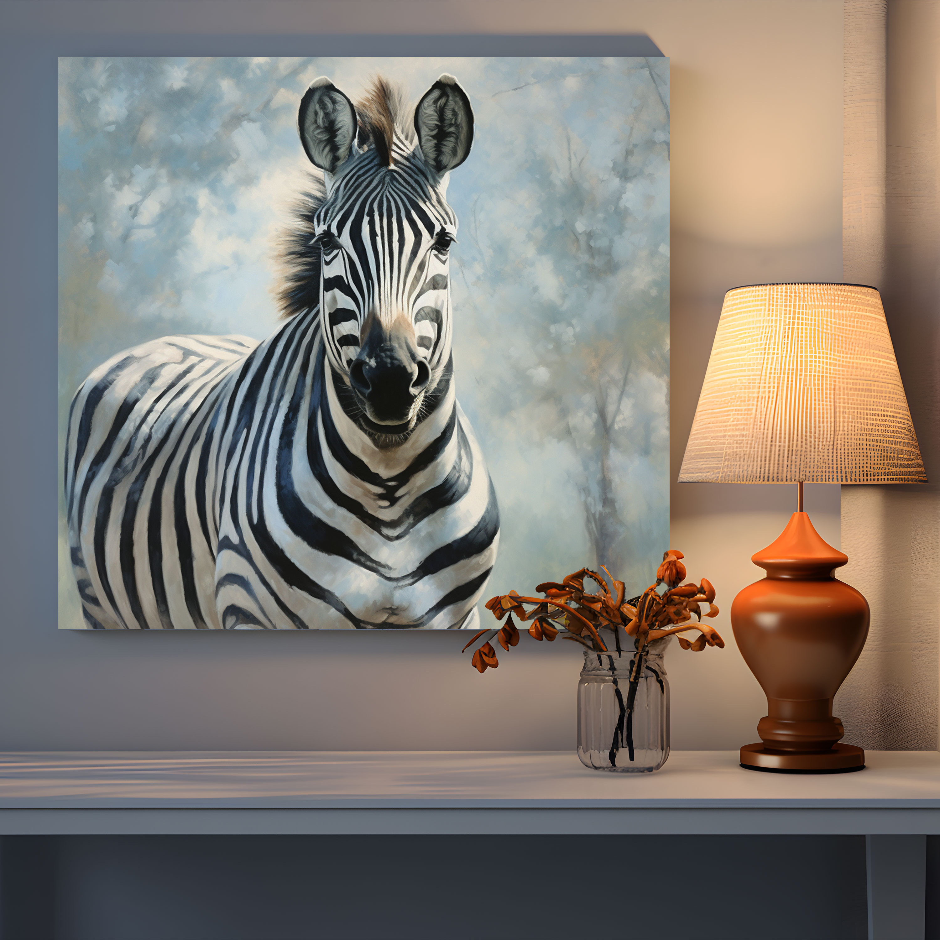 Zebra Canvas Print - Graceful Oil Painting - Zebra, Elegant Zebra, Canvas, Oil Painting