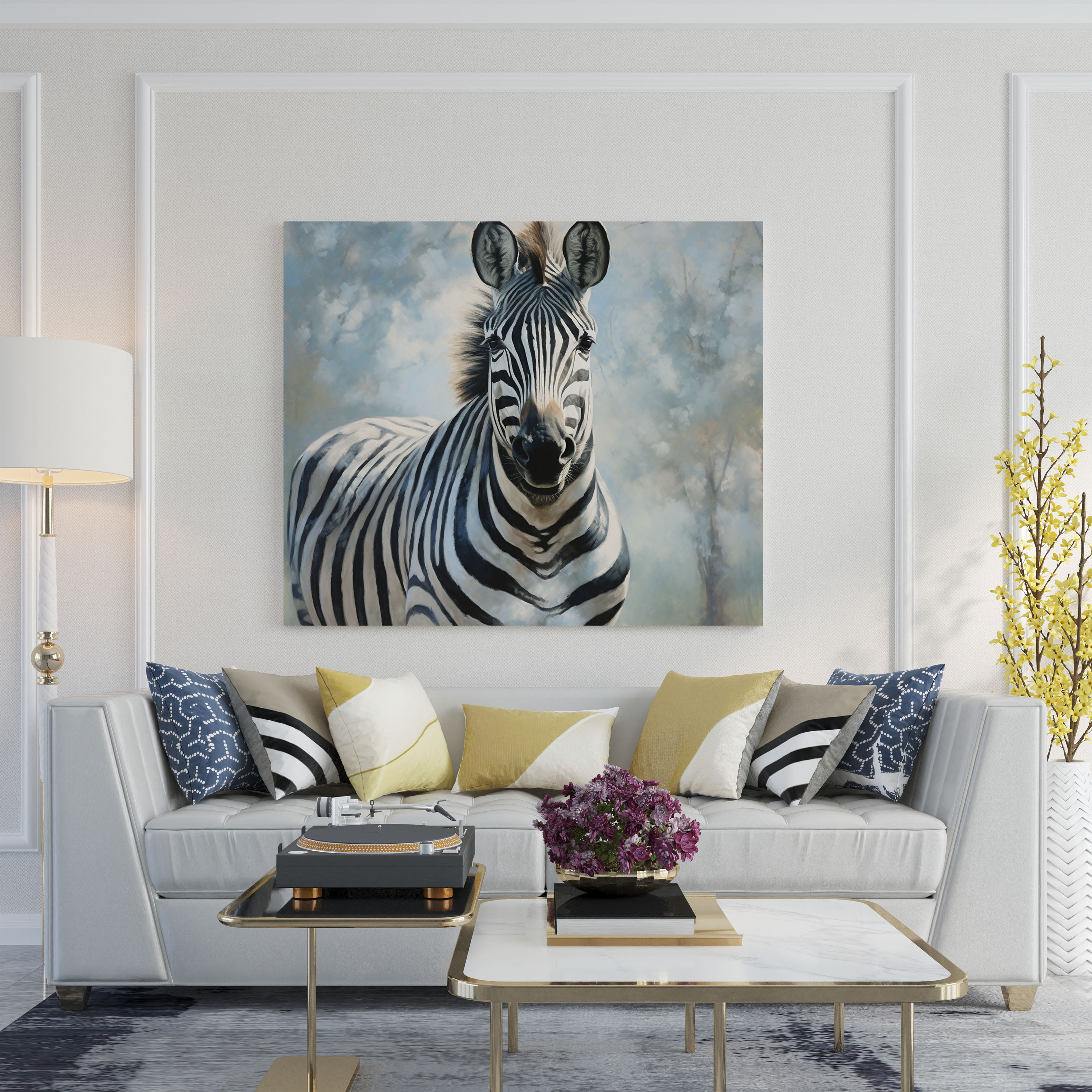 Zebra Canvas Print - Graceful Oil Painting - Zebra, Elegant Zebra, Canvas, Oil Painting