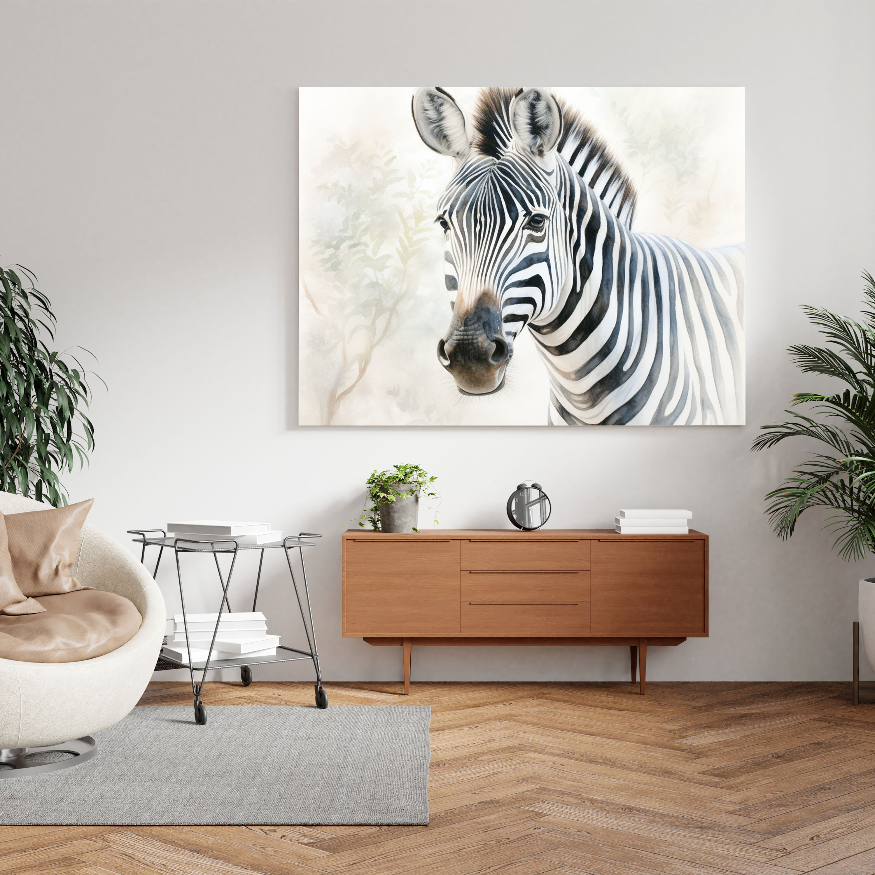 Zebra Kanvas Tablo - Huzurlu Suluboya Tablo