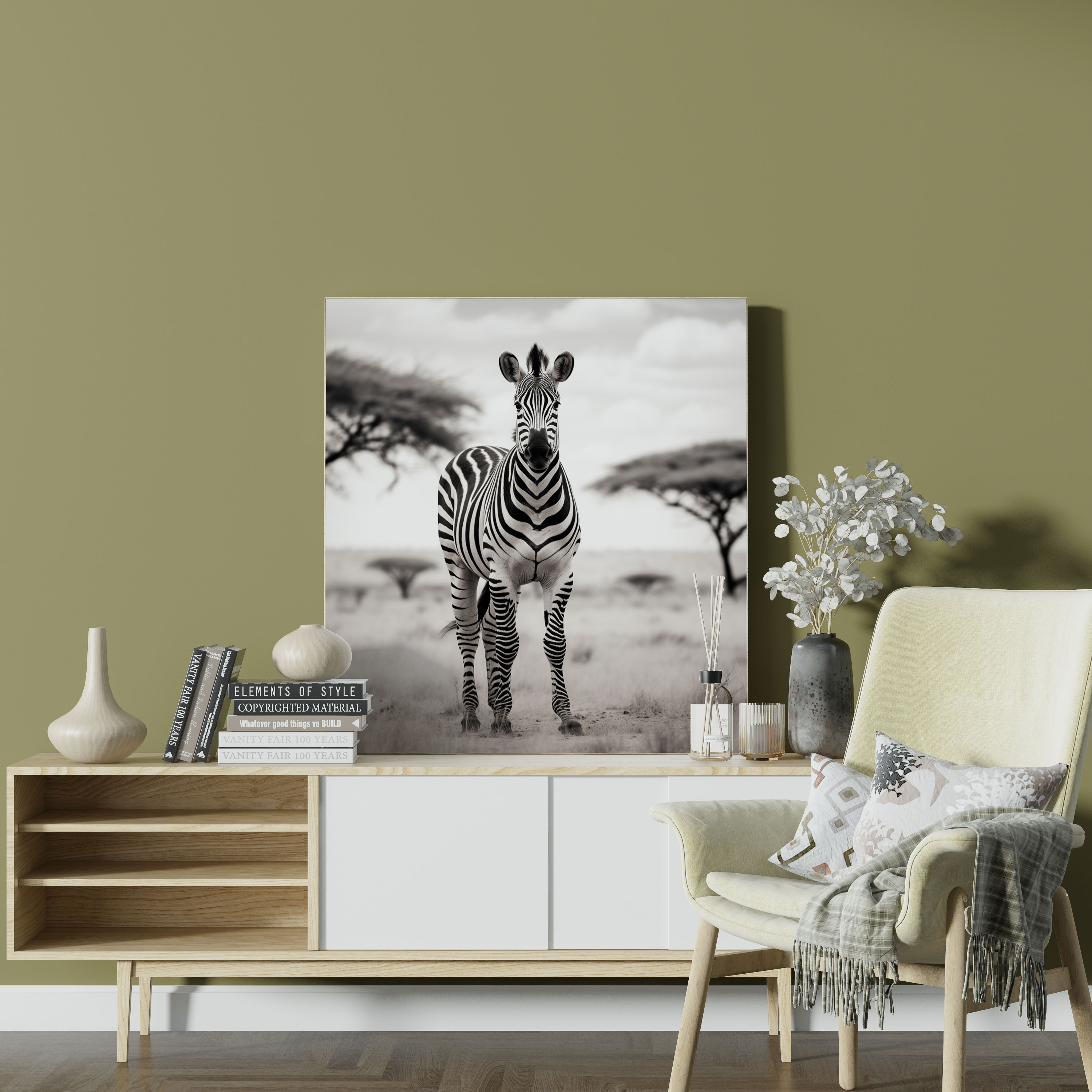 Zebra Canvas Print - Black And White Wall Art - Zebra, Wall Decoration, Canvas, Canvas Wall Art
