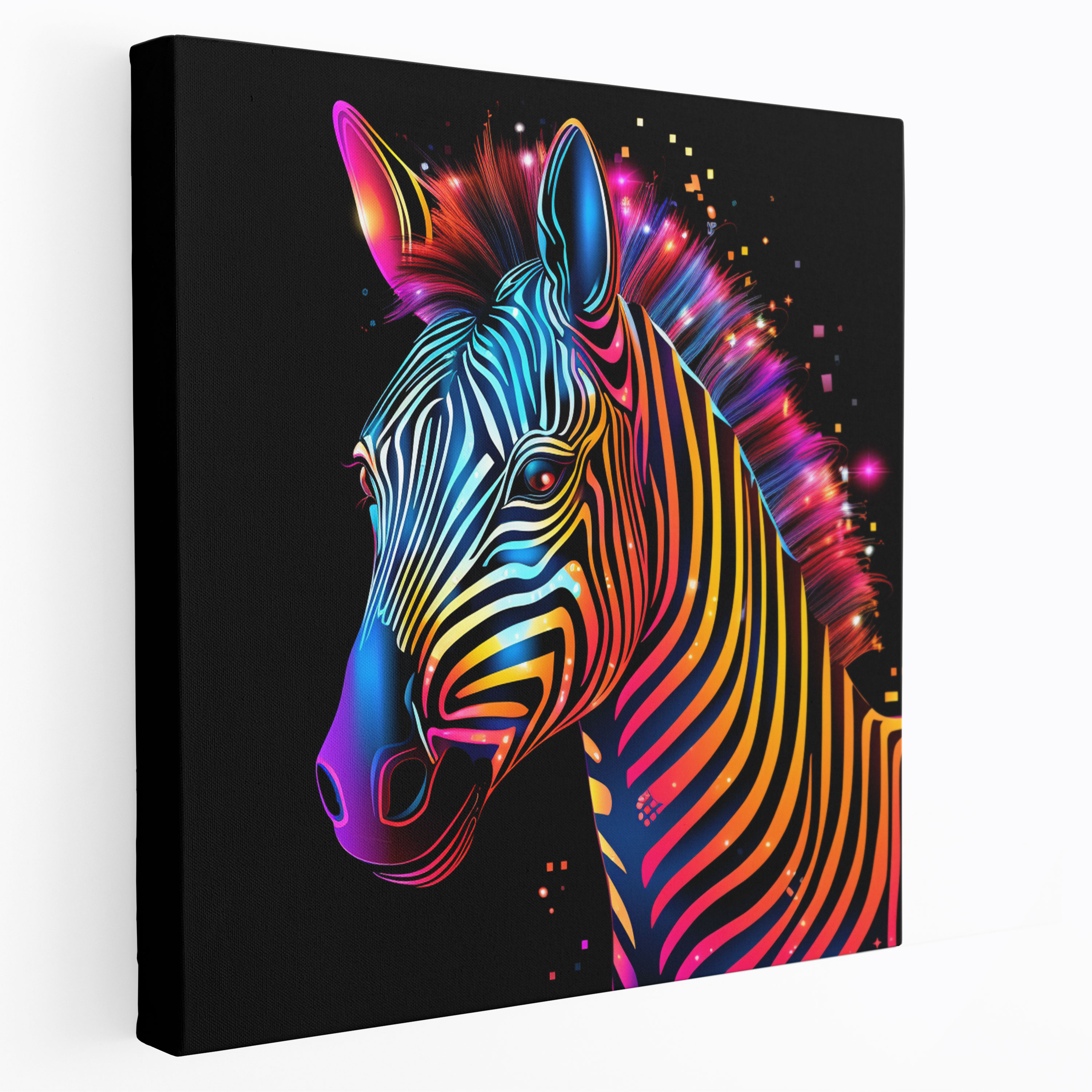 Zebra Wall Art - Neon Glow Canvas Print - Zebra, Abstract, Digital Art, Zebra