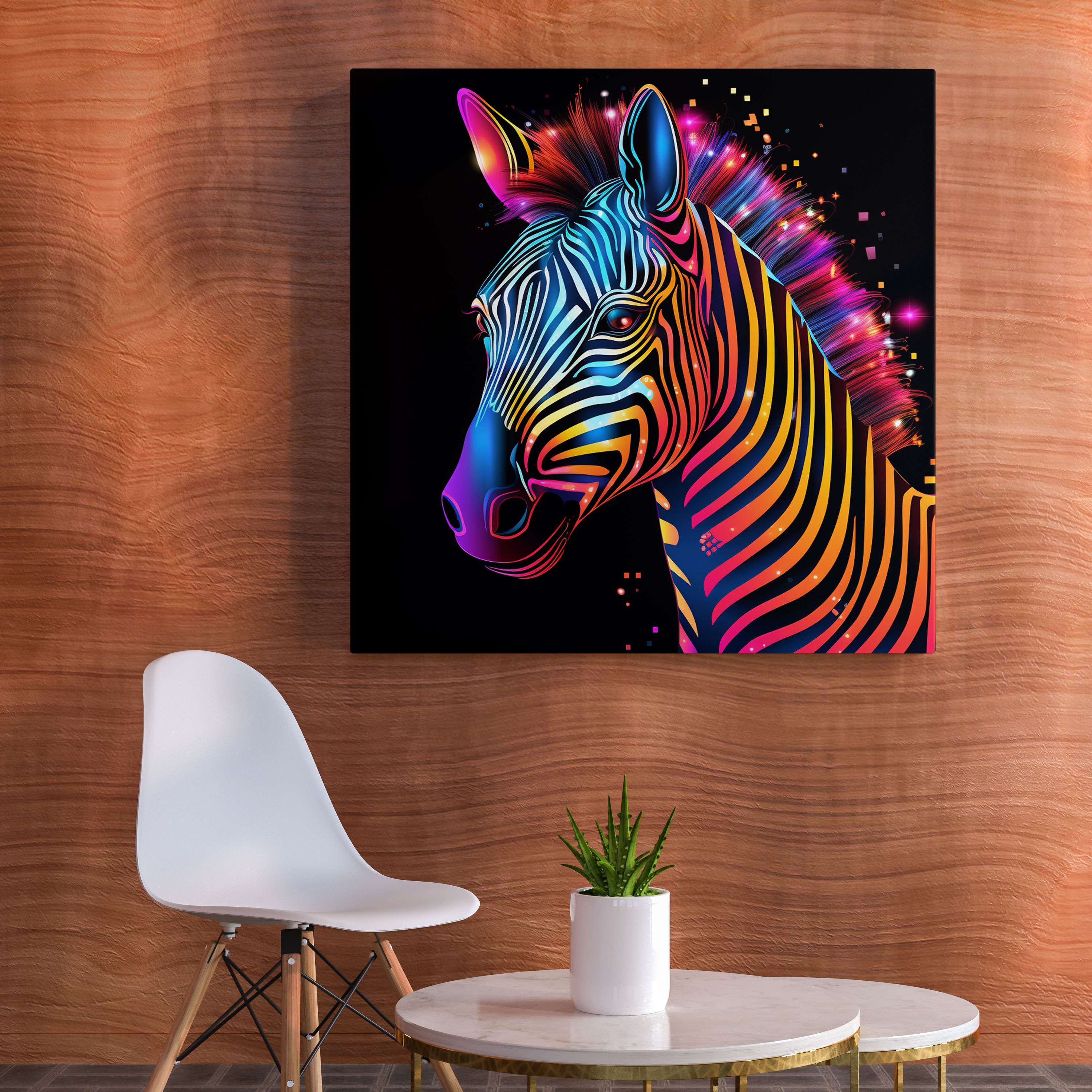 Zebra Wall Art - Neon Glow Canvas Print - Zebra, Abstract, Digital Art, Zebra