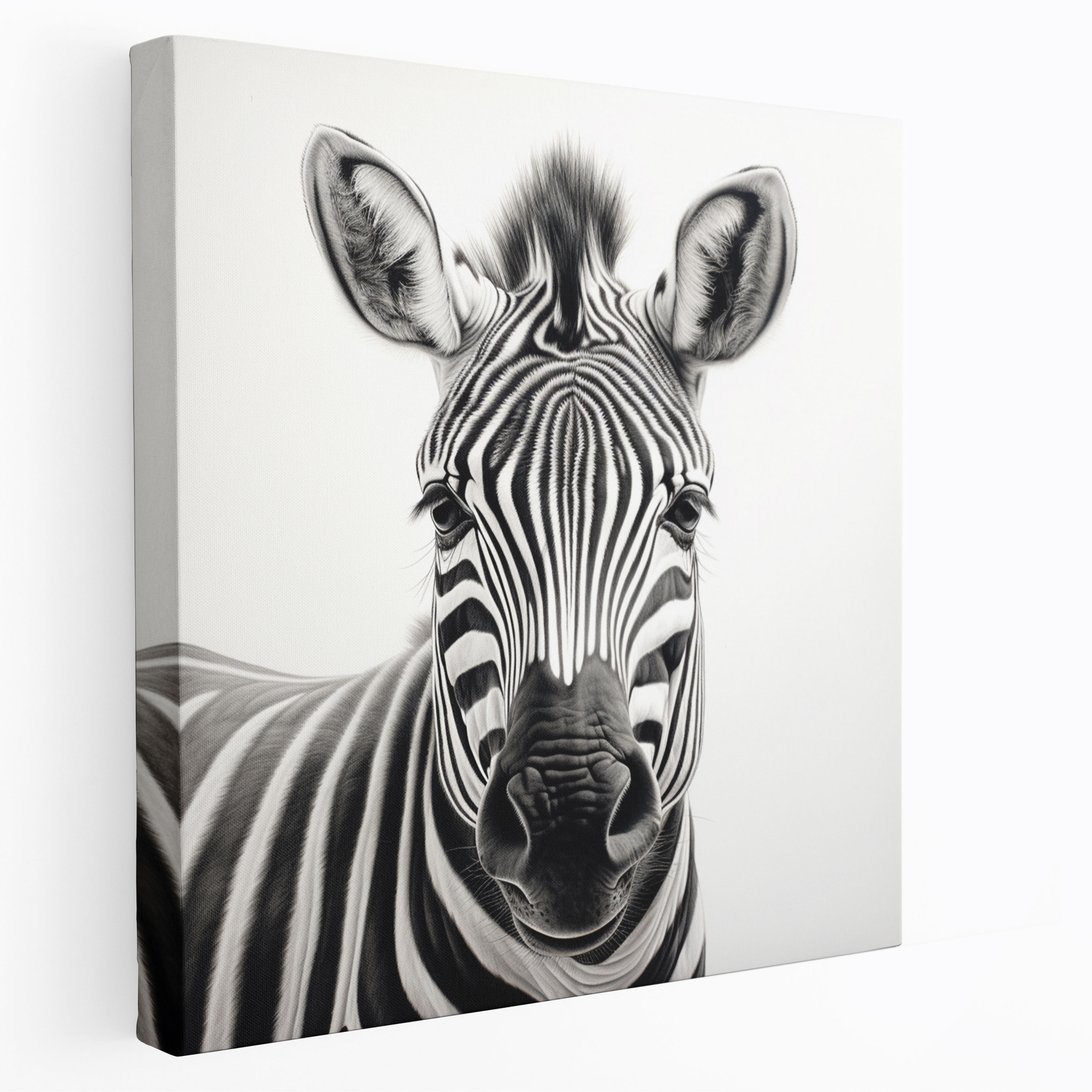 Zebra Canvas Print - Realistic Pencil Art - Zebra, Lifelike, Natural Beauty, Zebra Canvas Print