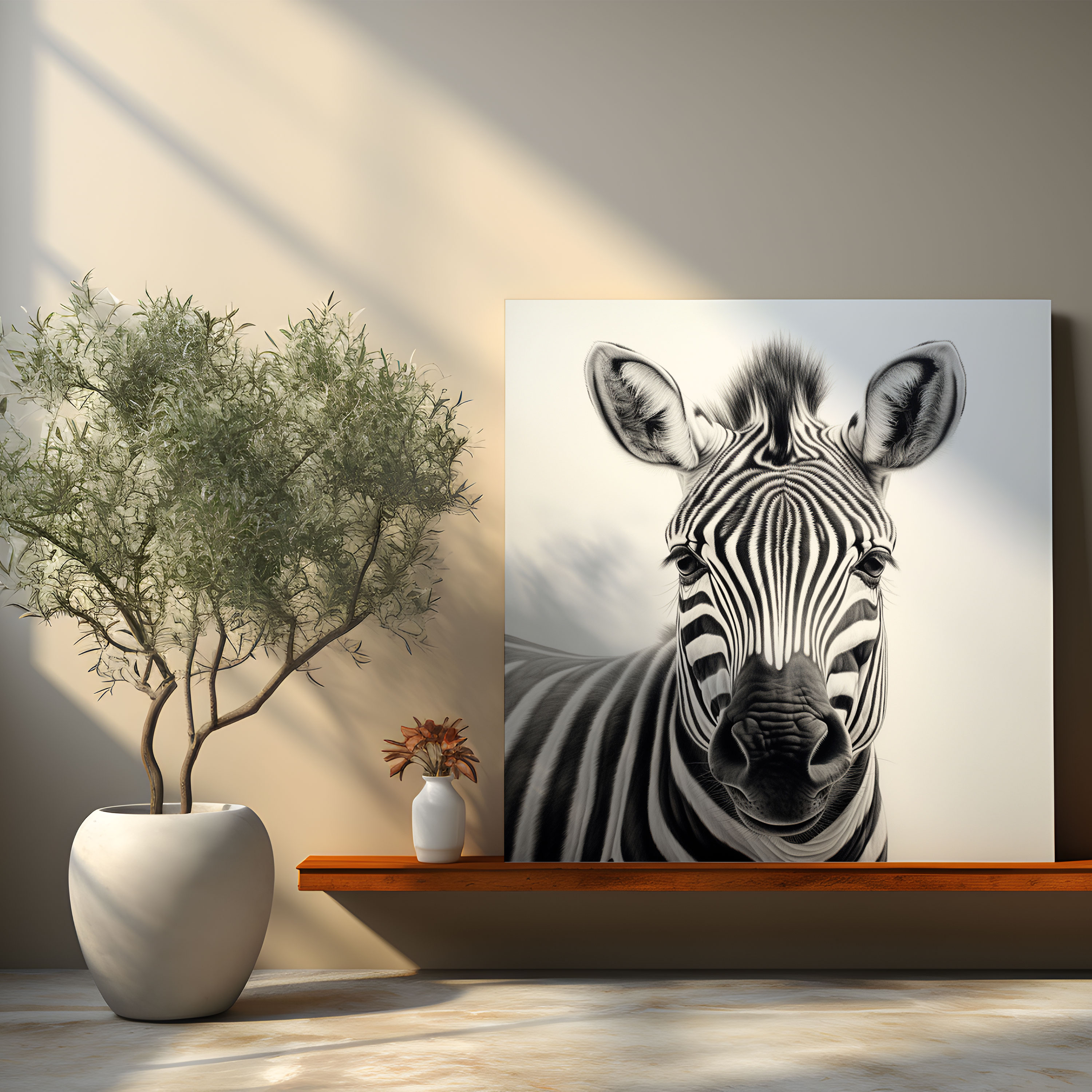 Zebra Canvas Print - Realistic Pencil Art - Zebra, Lifelike, Natural Beauty, Zebra Canvas Print