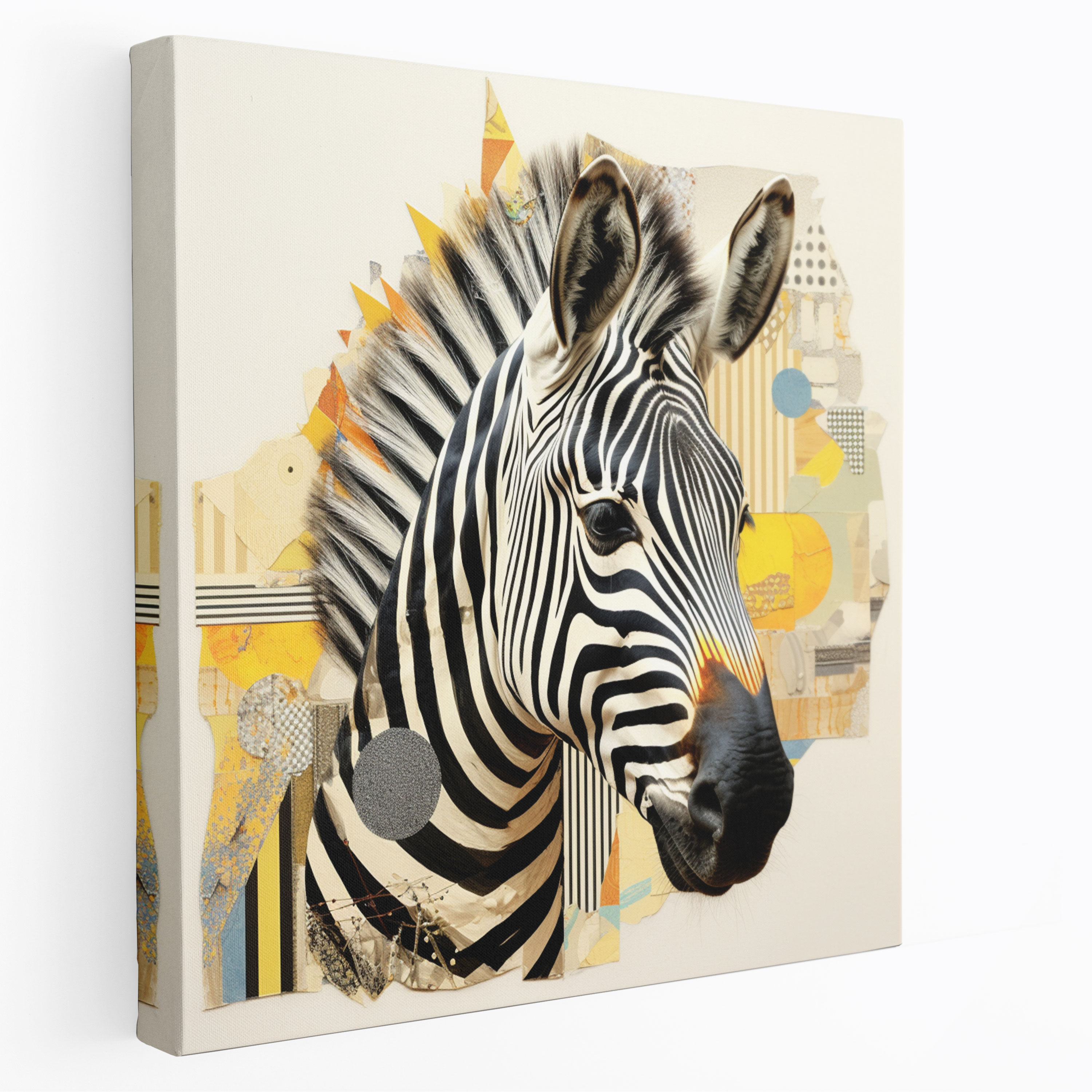 Zebra Wall Decoration - Geometric Collage Canvas Print - Zebra, Wall Decoration, Contemporary, Geometric Shapes