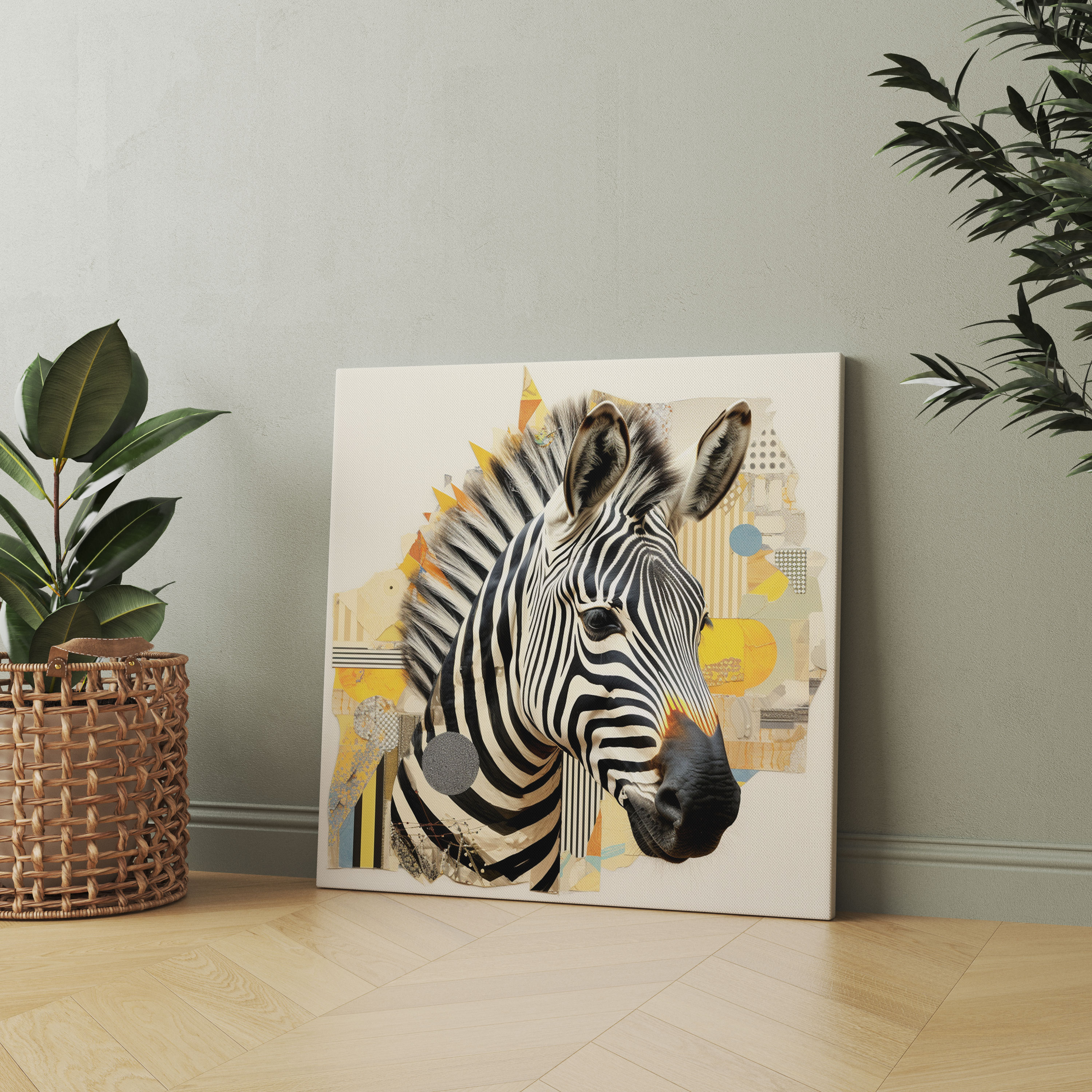 Zebra Wall Decoration - Geometric Collage Canvas Print - Zebra, Wall Decoration, Contemporary, Geometric Shapes