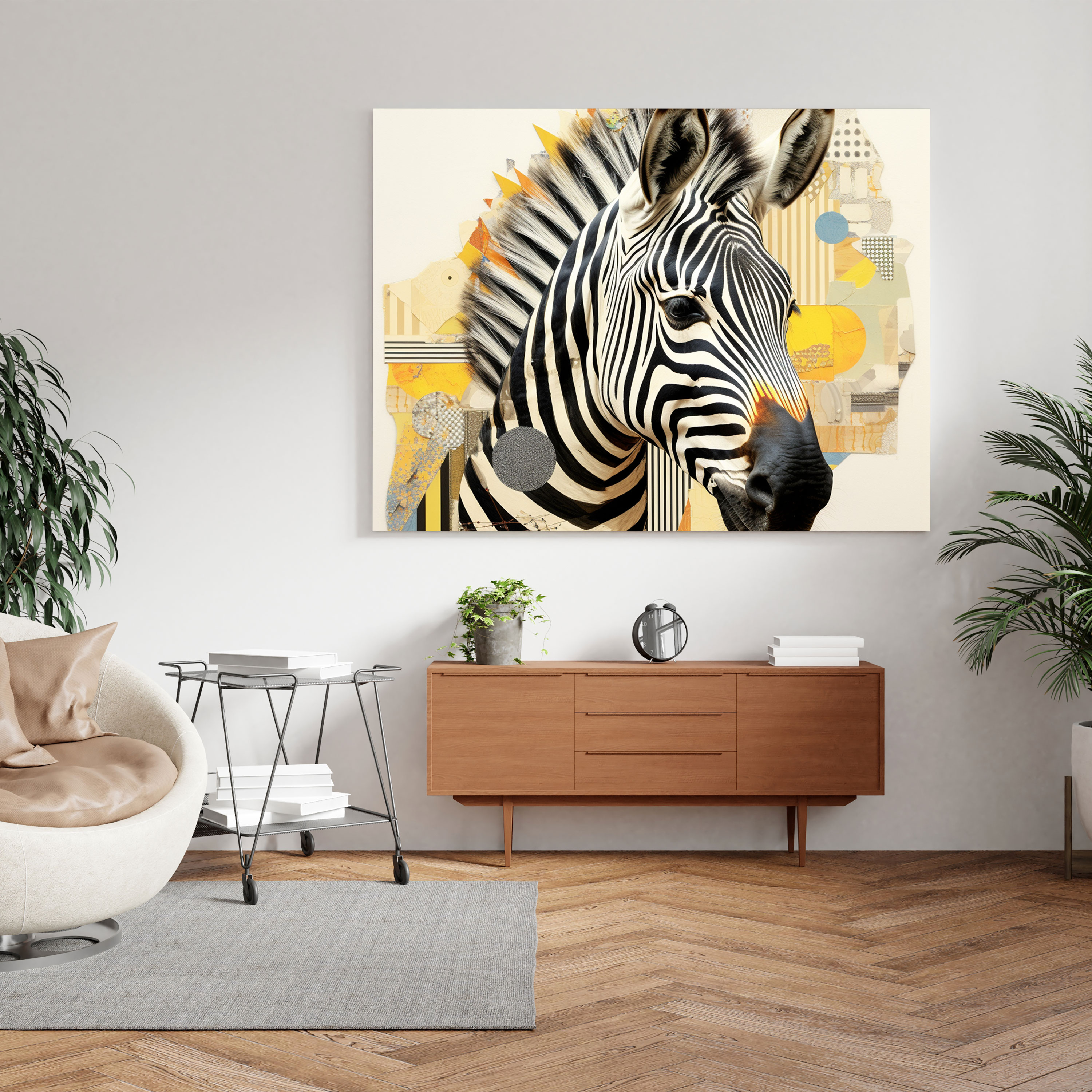 Zebra Wall Decoration - Geometric Collage Canvas Print - Zebra, Wall Decoration, Contemporary, Geometric Shapes