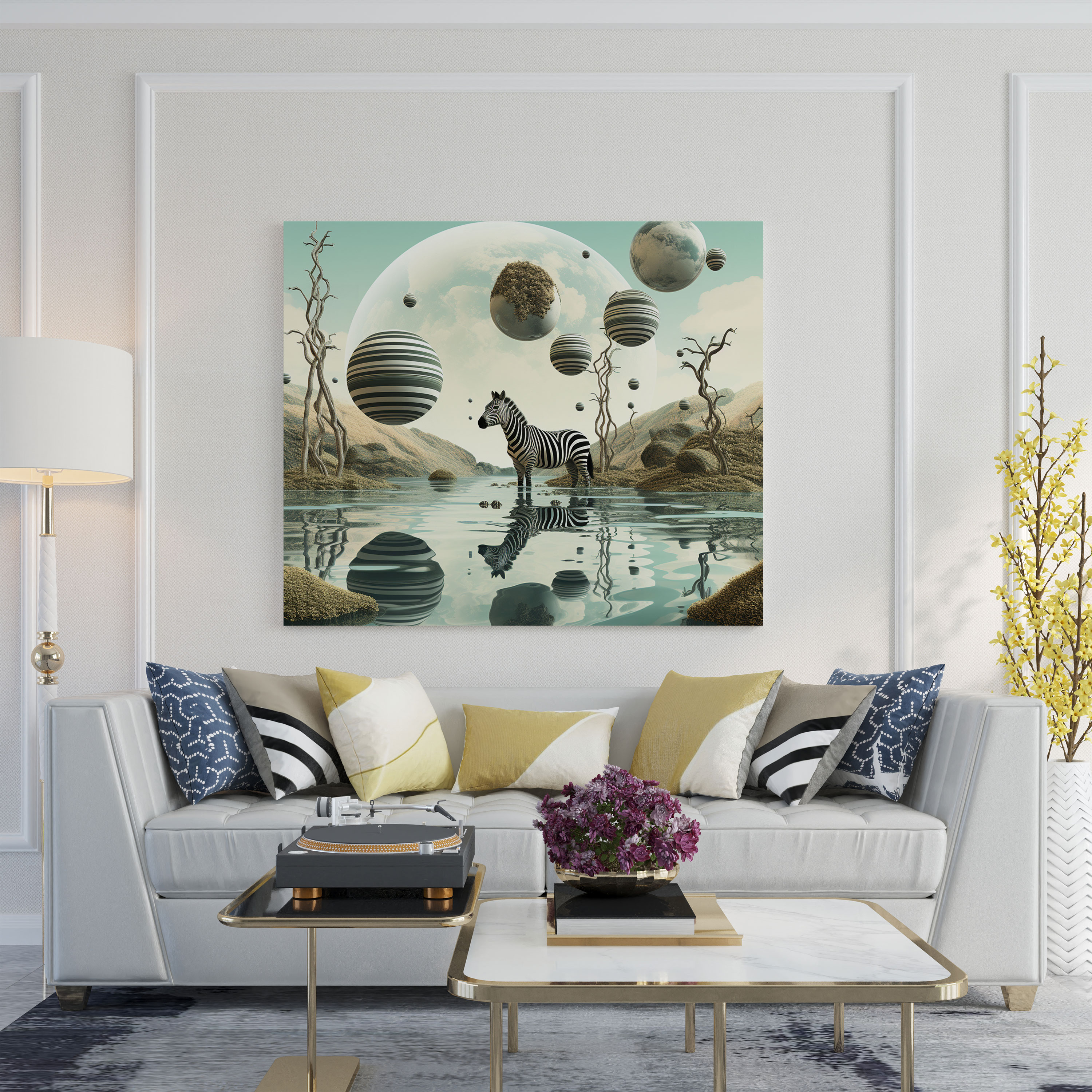 Zebra Wall Decoration - Surreal Digital Art - Zebra, Canvas Wall Art, Canvas, Otherworldly