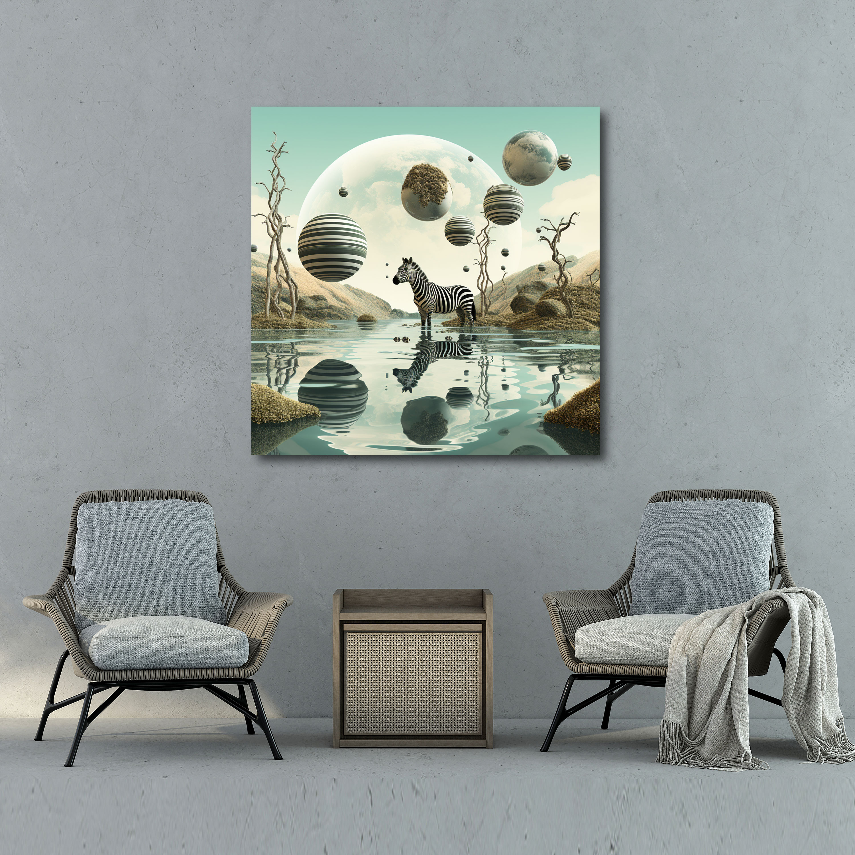 Zebra Wall Decoration - Surreal Digital Art - Zebra, Canvas Wall Art, Canvas, Otherworldly